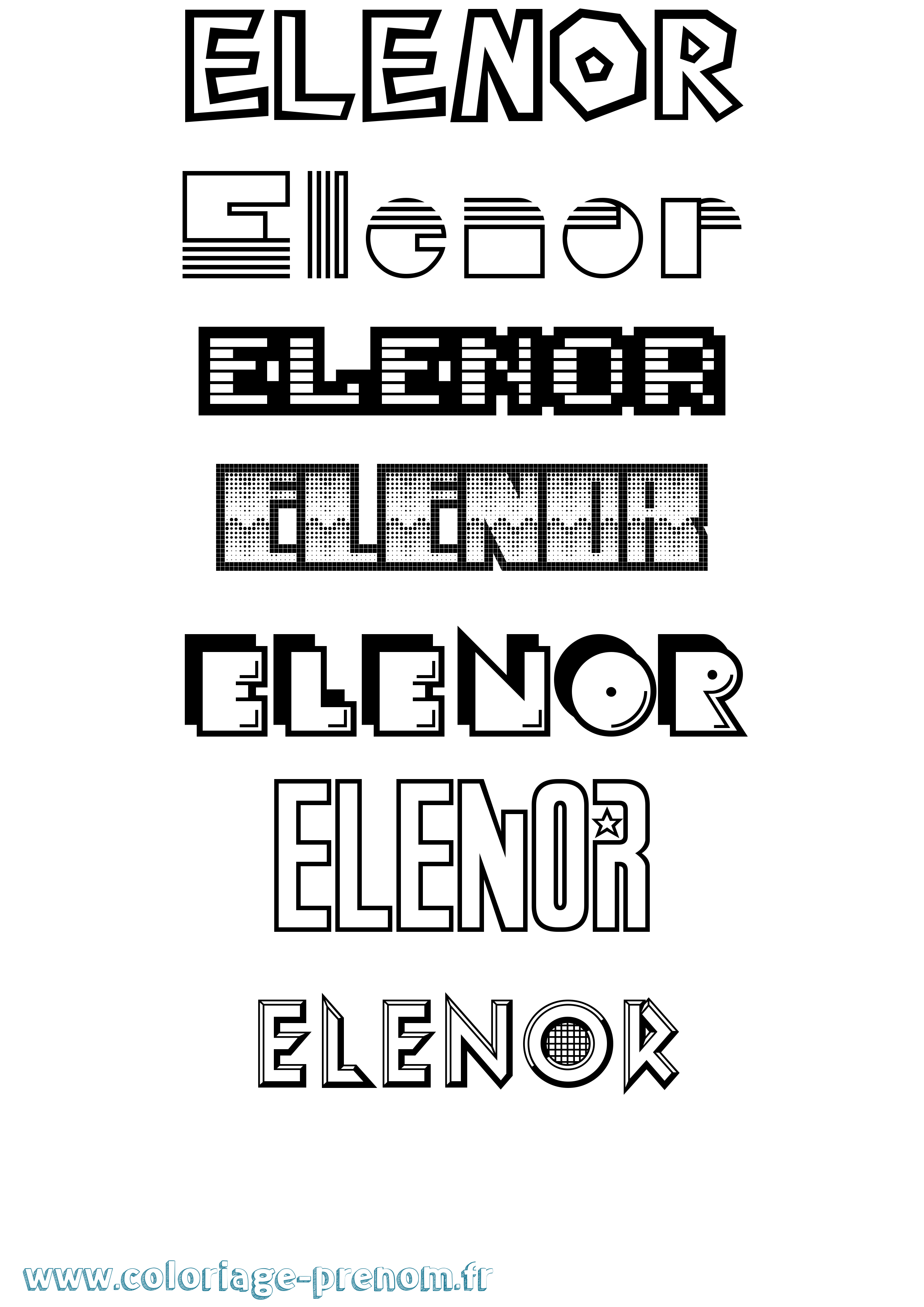 Coloriage Elenor Jeux Vidéos Coloriage prénom Elenor Jeux Vidéos