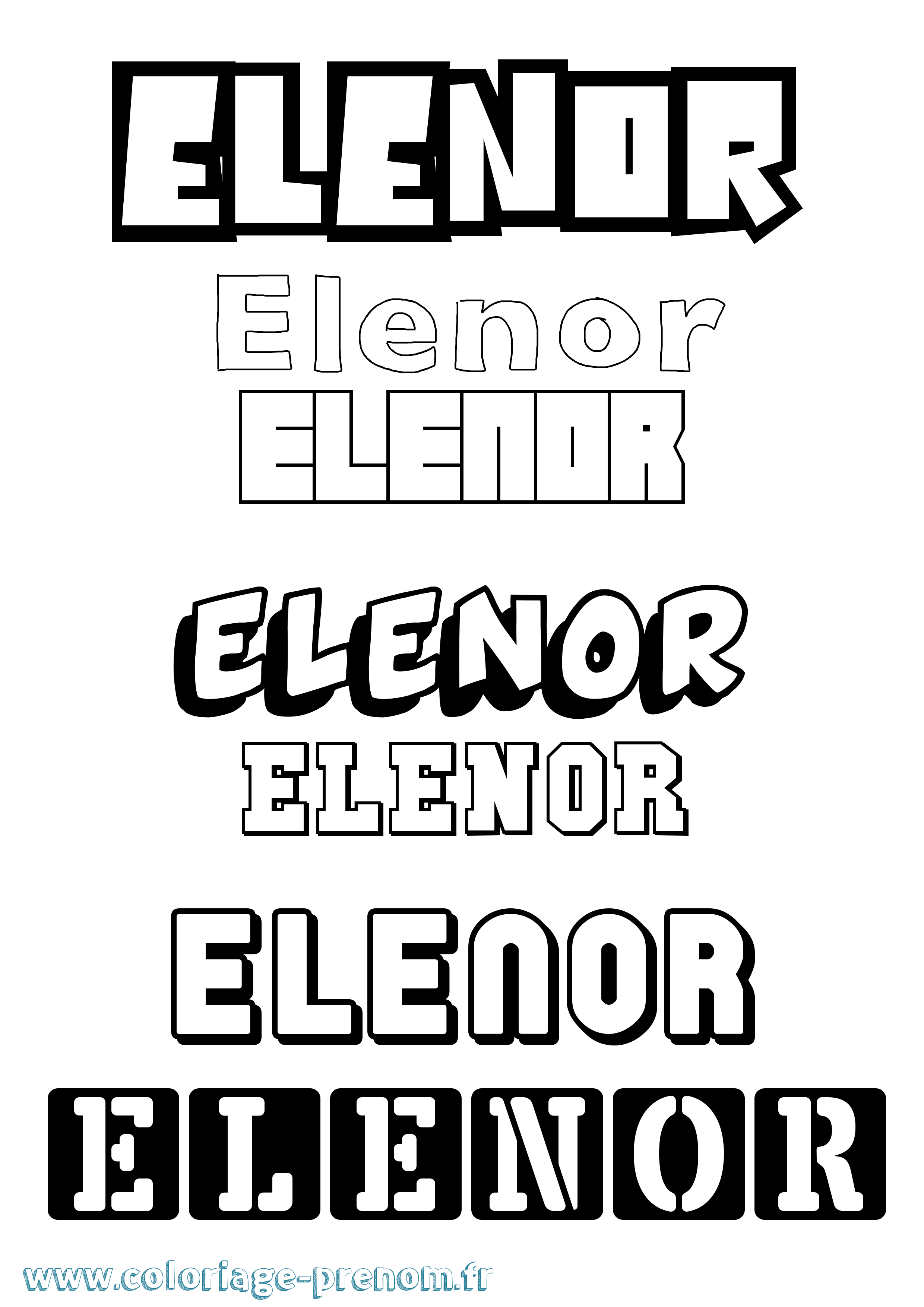 Coloriage Elenor Simple Coloriage prénom Elenor Simple