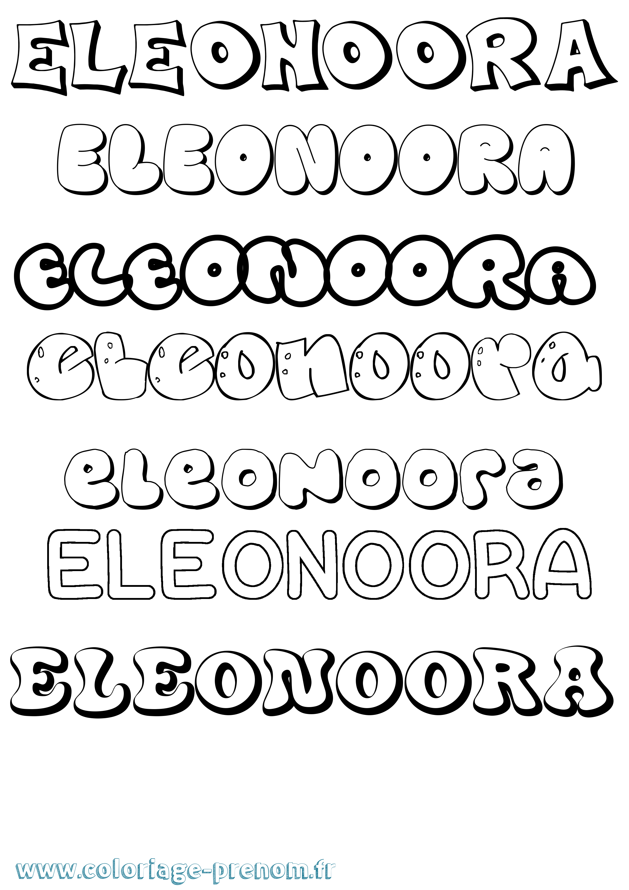 Coloriage Eleonoora Bubble Coloriage prénom Eleonoora Bubble
