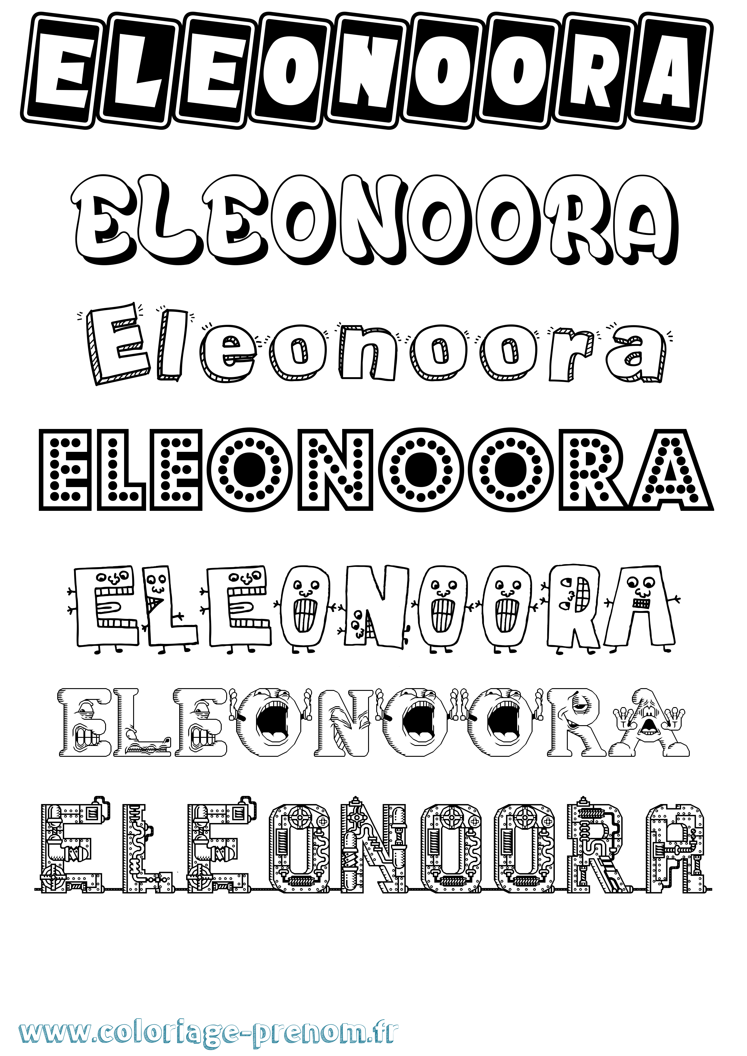 Coloriage Eleonoora Fun Coloriage prénom Eleonoora Fun