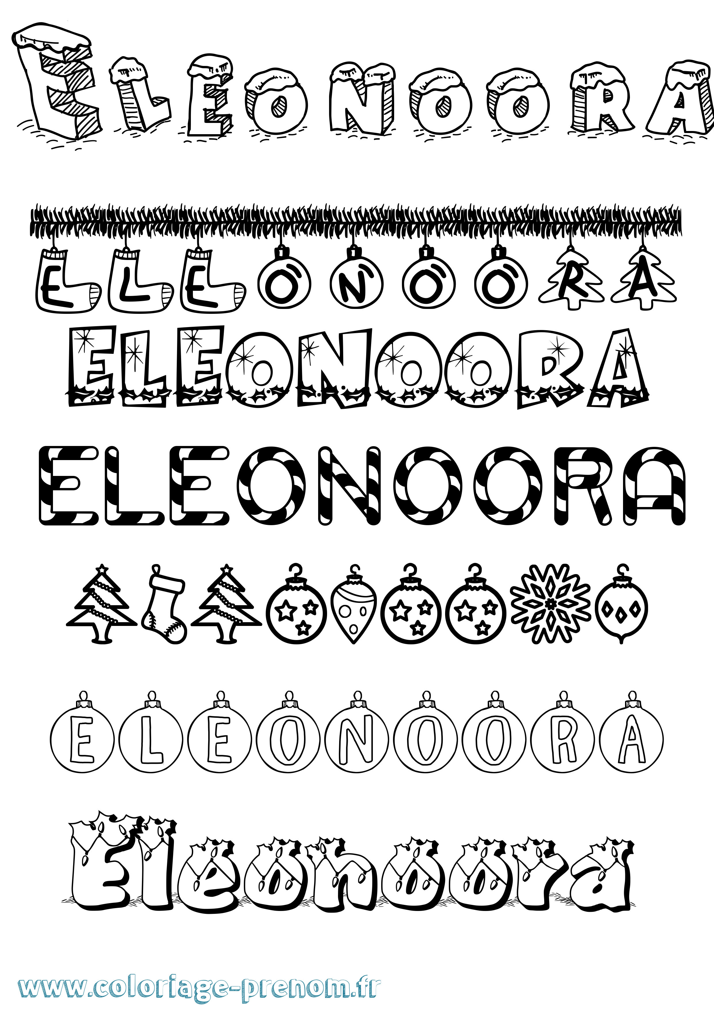 Coloriage Eleonoora Noël Coloriage prénom Eleonoora Noël