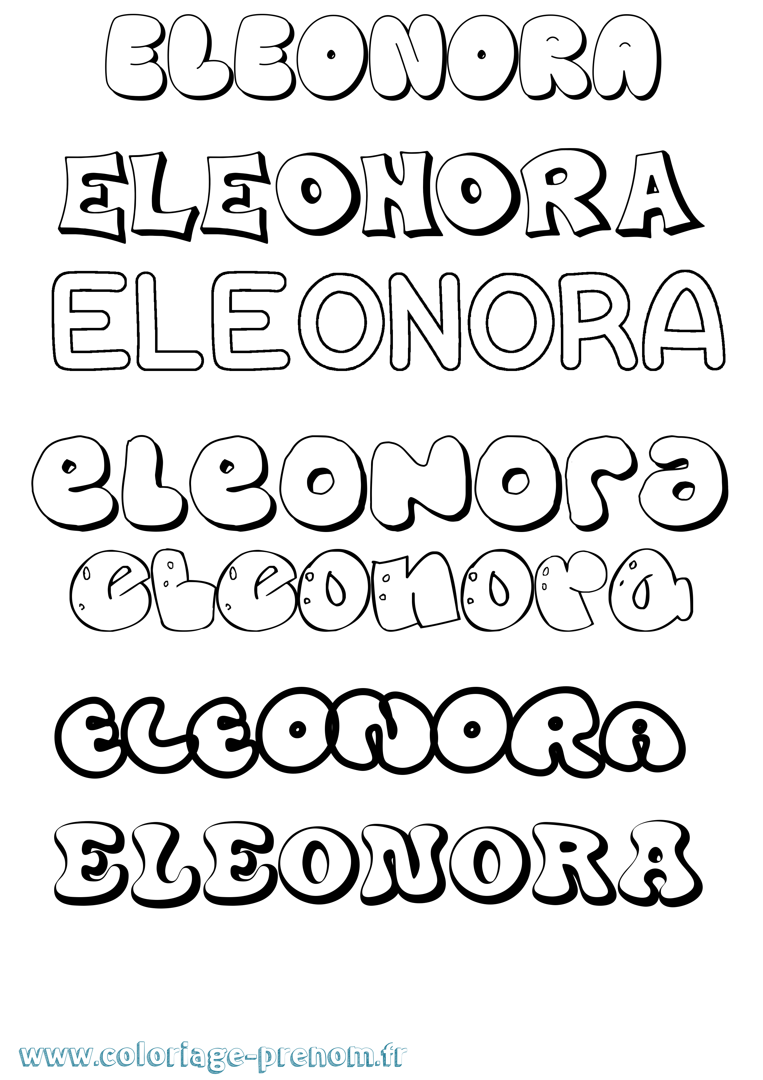 Coloriage Eleonora Bubble Coloriage prénom Eleonora Bubble