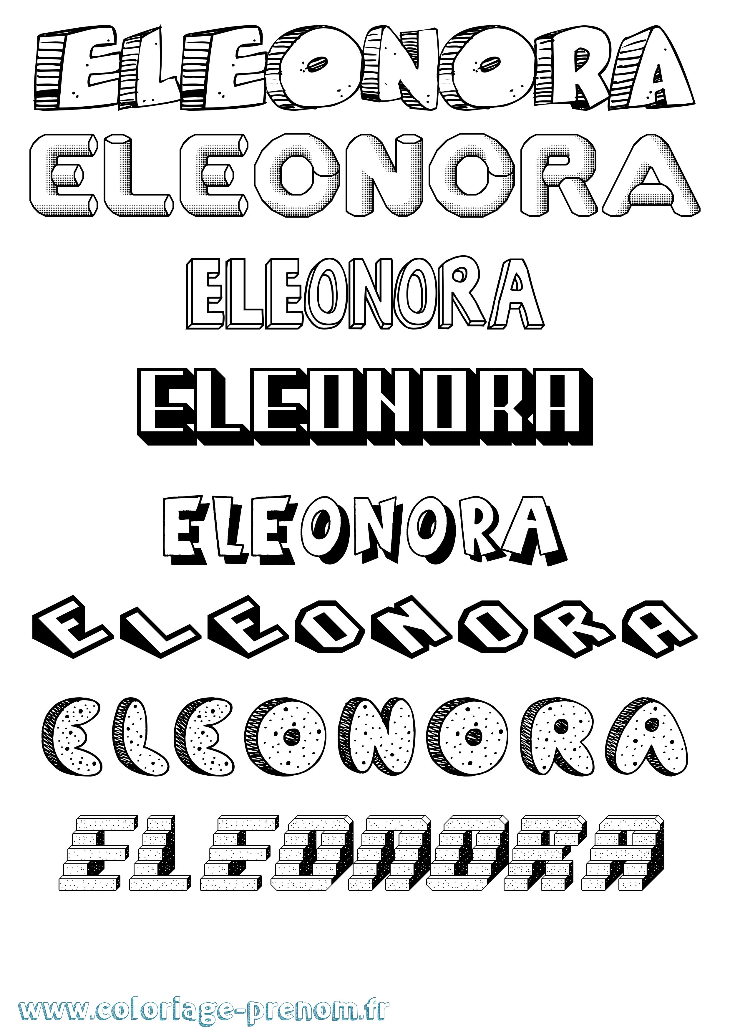 Coloriage Eleonora Effet 3D Coloriage prénom Eleonora Effet 3D