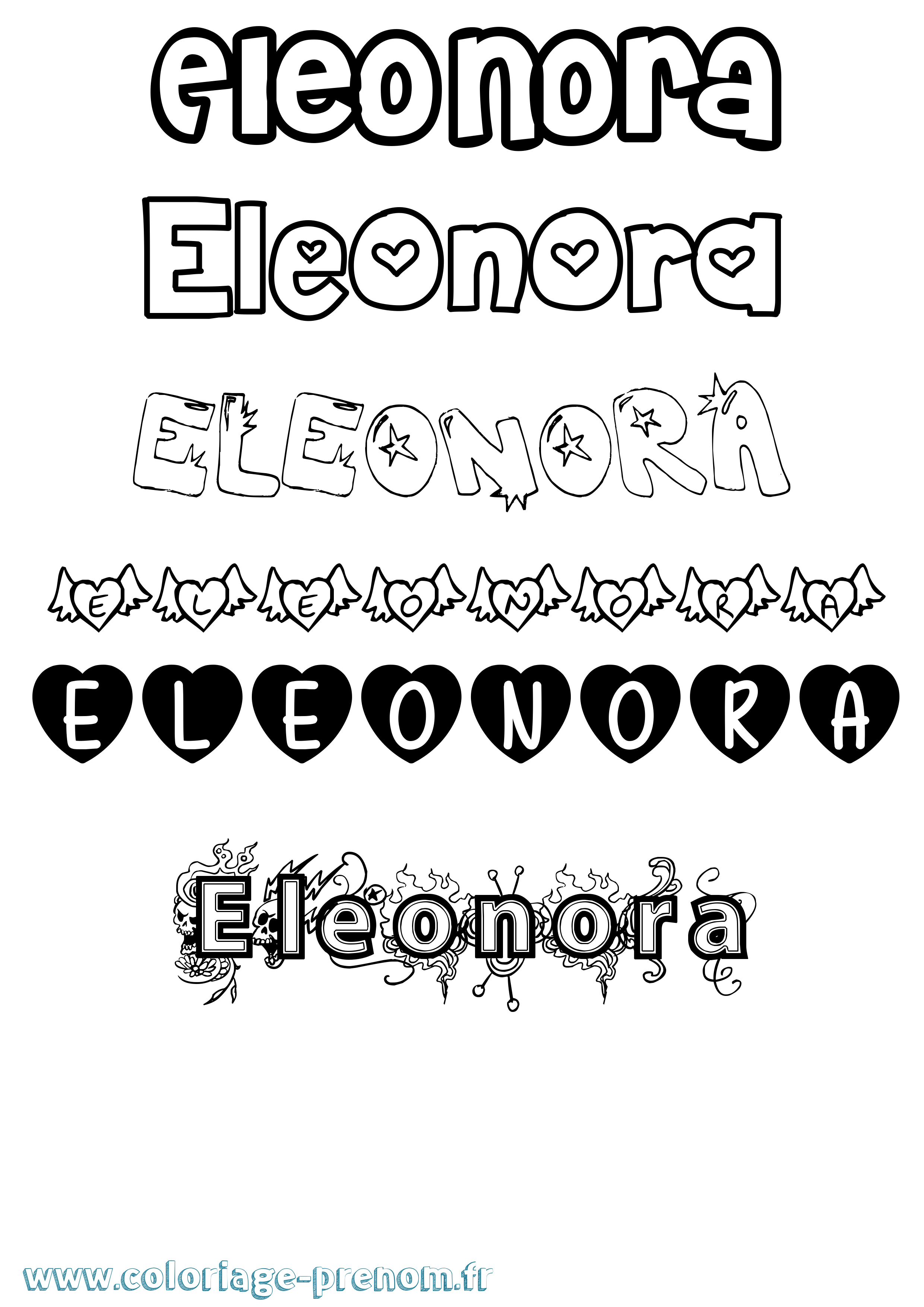 Coloriage Eleonora Girly Coloriage prénom Eleonora Girly