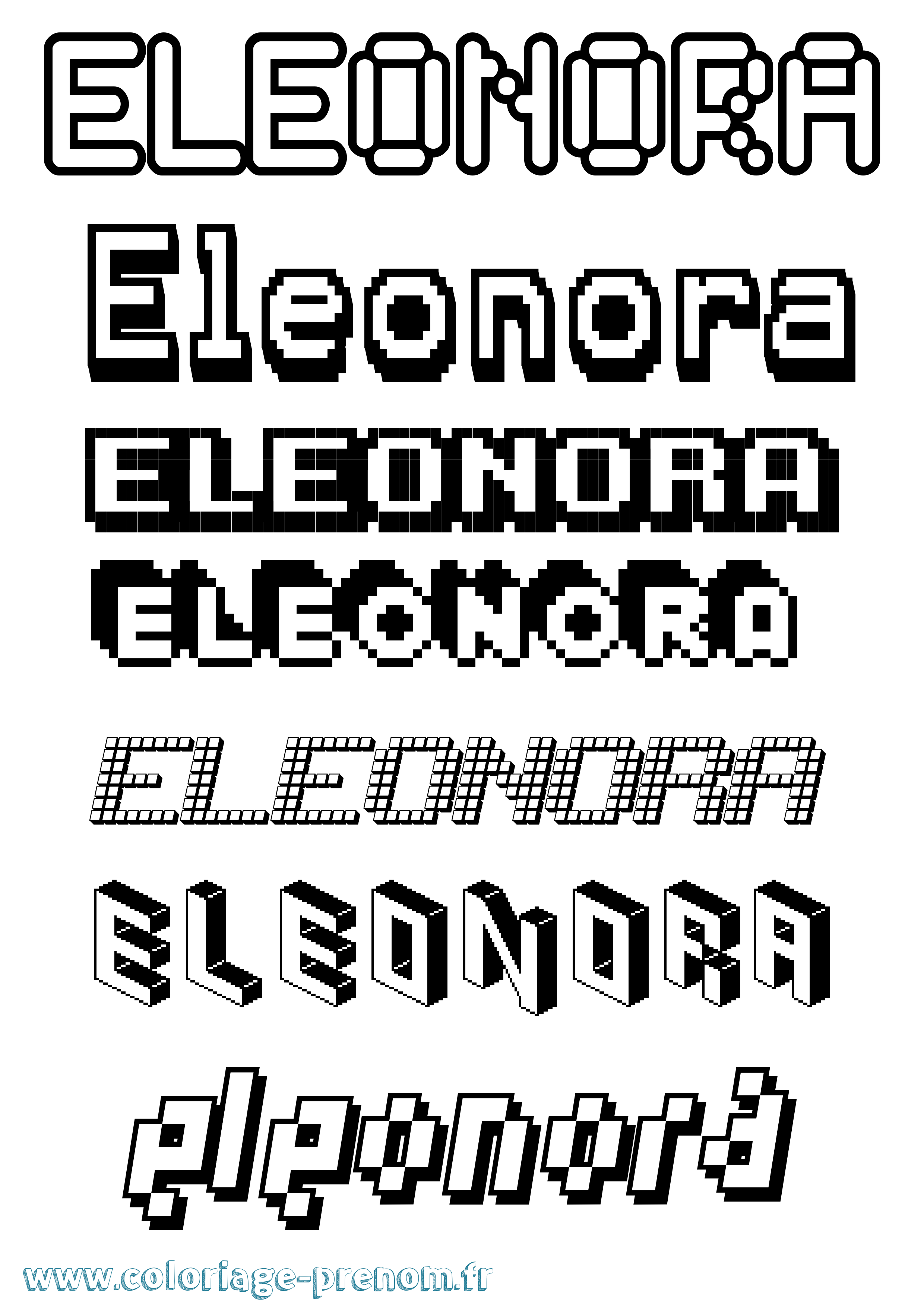 Coloriage Eleonora Pixel Coloriage prénom Eleonora Pixel