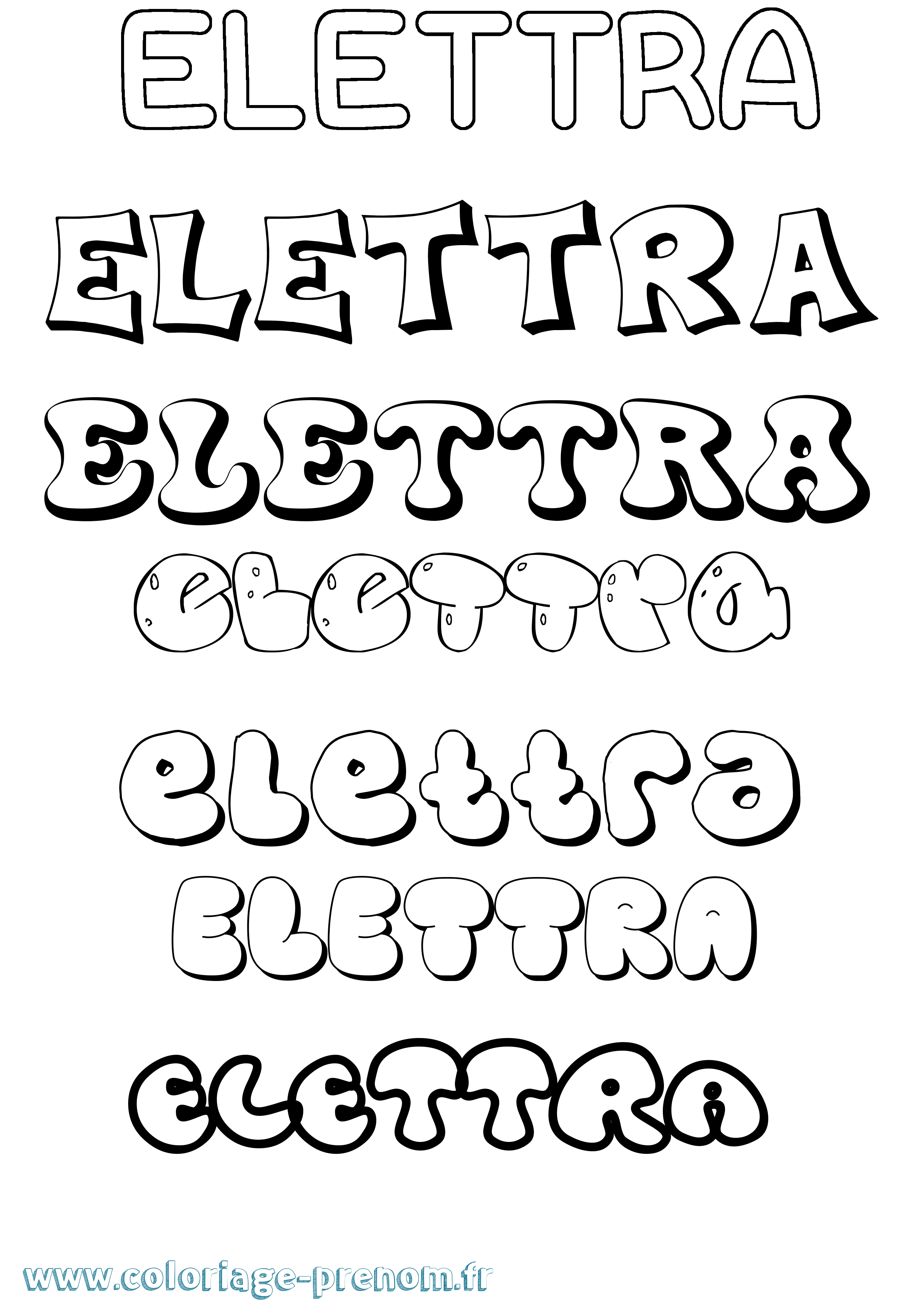 Coloriage Elettra Bubble Coloriage prénom Elettra Bubble