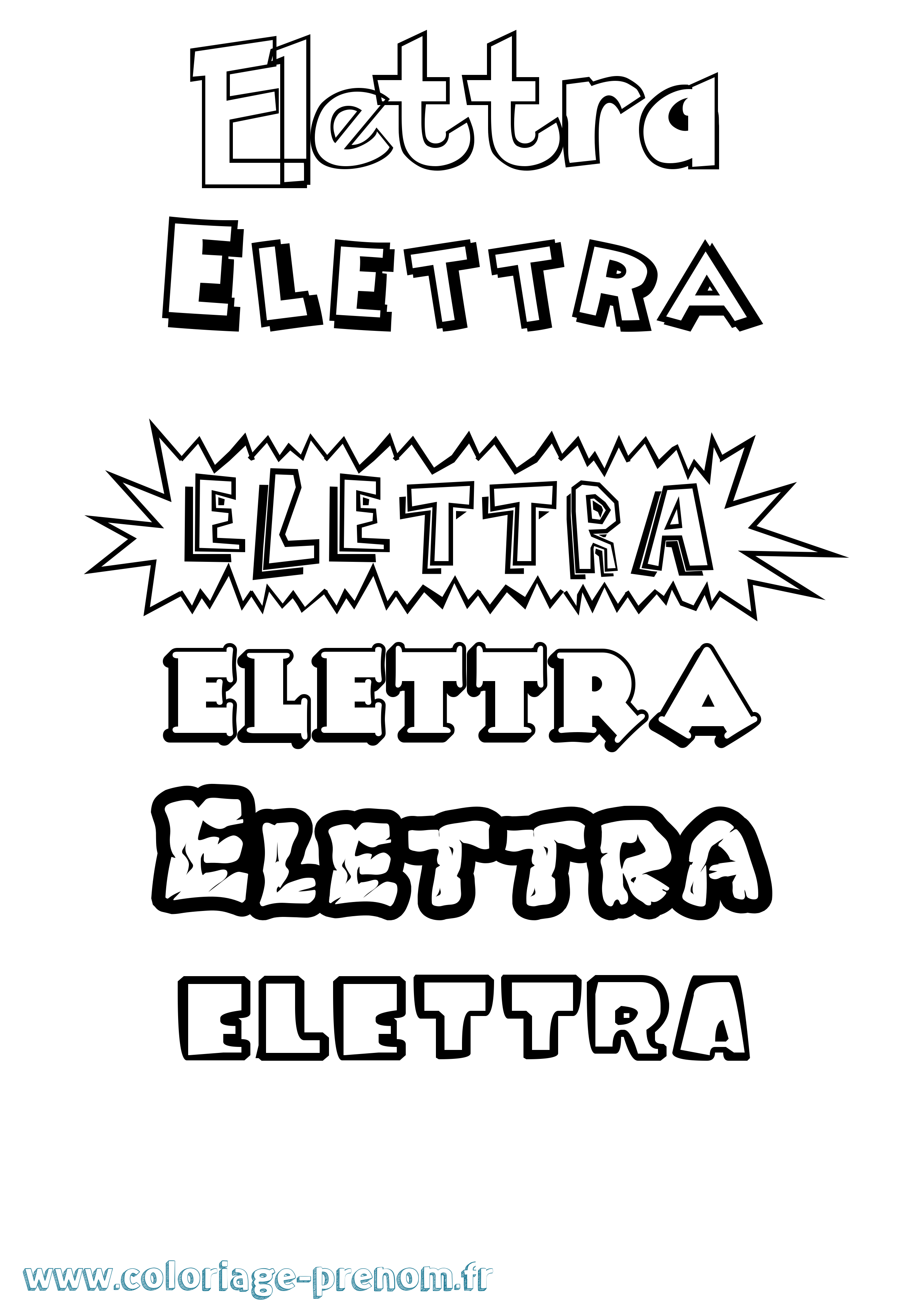 Coloriage Elettra Dessin Animé Coloriage prénom Elettra Dessin Animé