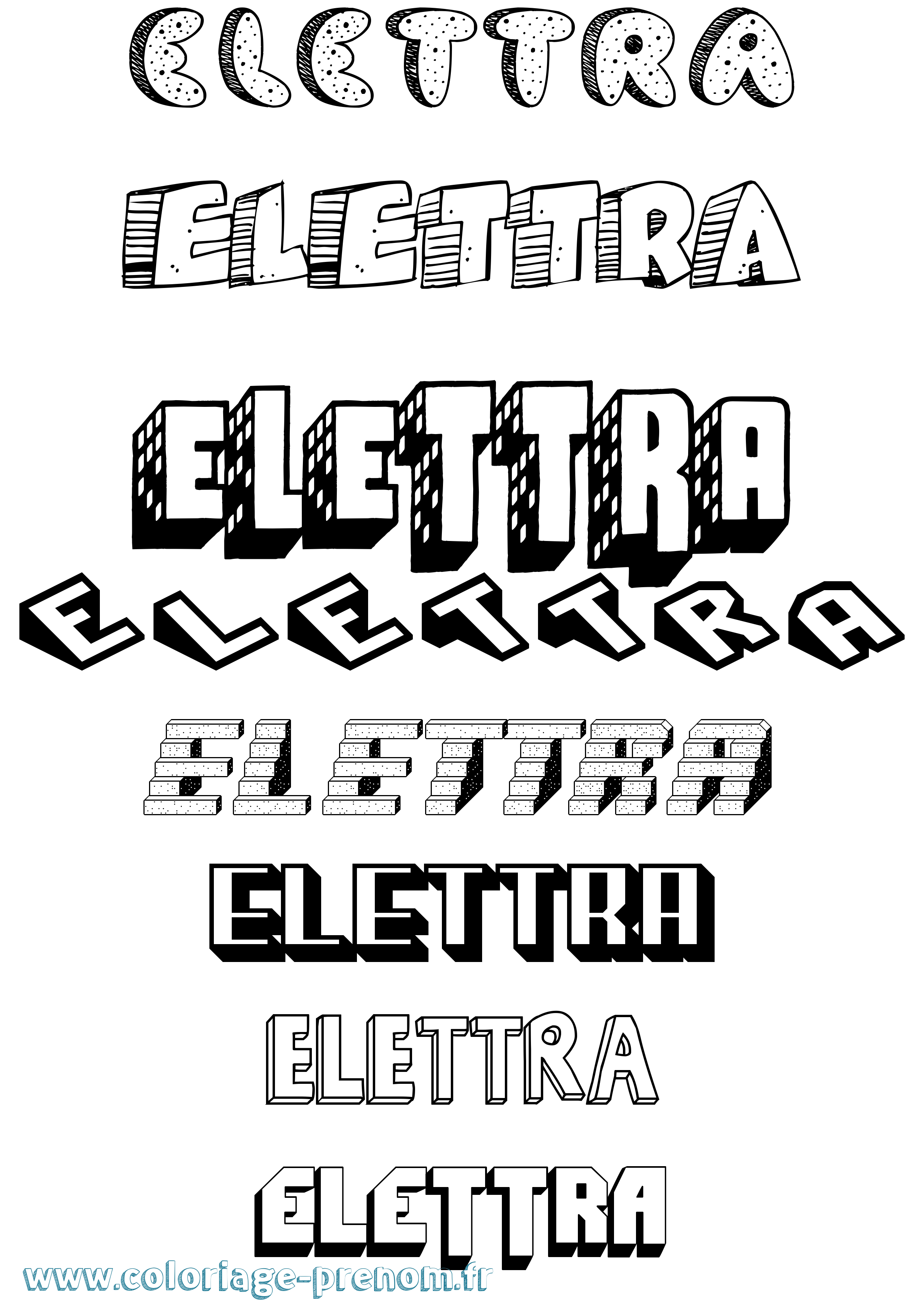 Coloriage Elettra Effet 3D Coloriage prénom Elettra Effet 3D
