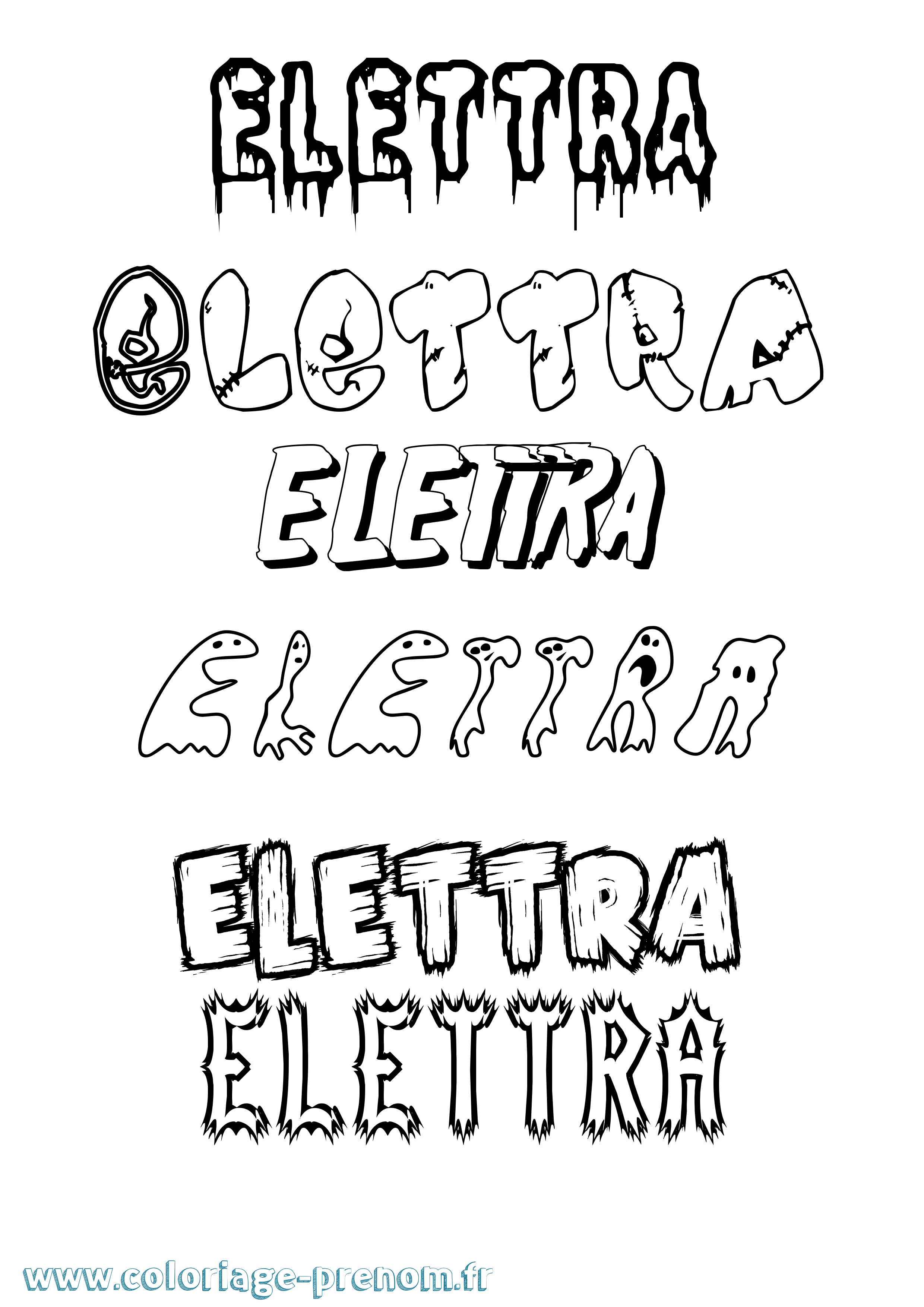 Coloriage Elettra Frisson Coloriage prénom Elettra Frisson