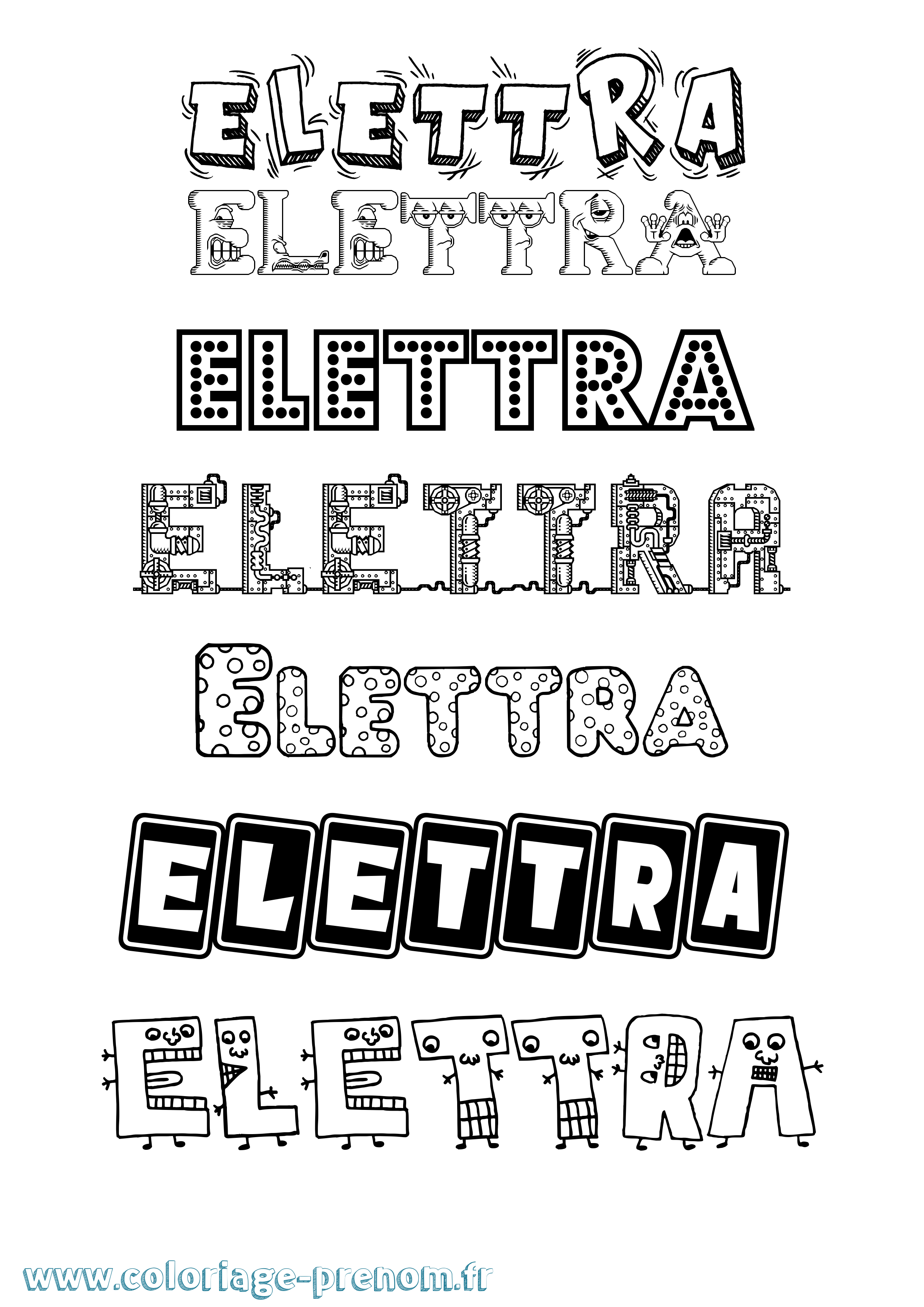 Coloriage Elettra Fun Coloriage prénom Elettra Fun