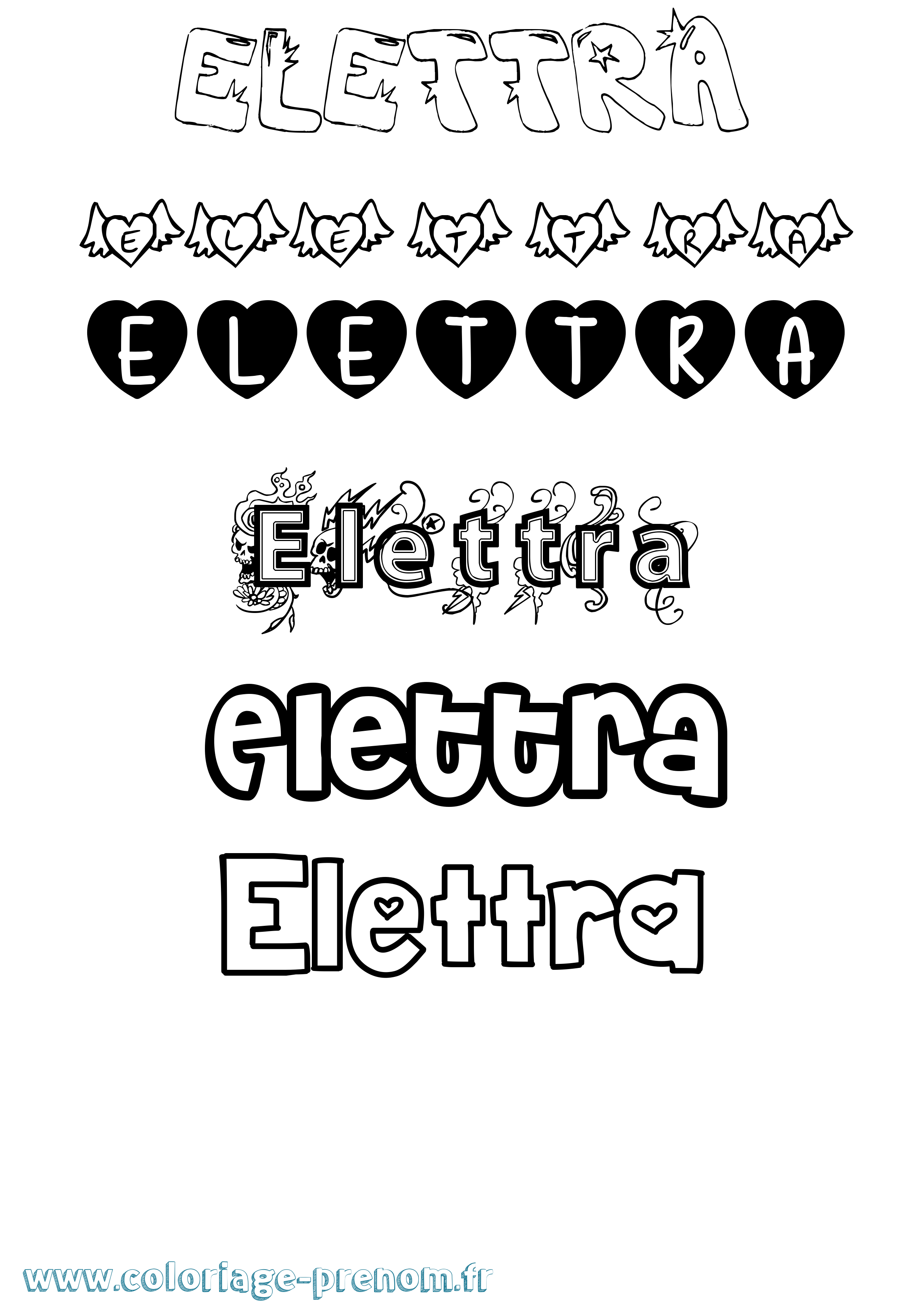 Coloriage Elettra Girly Coloriage prénom Elettra Girly
