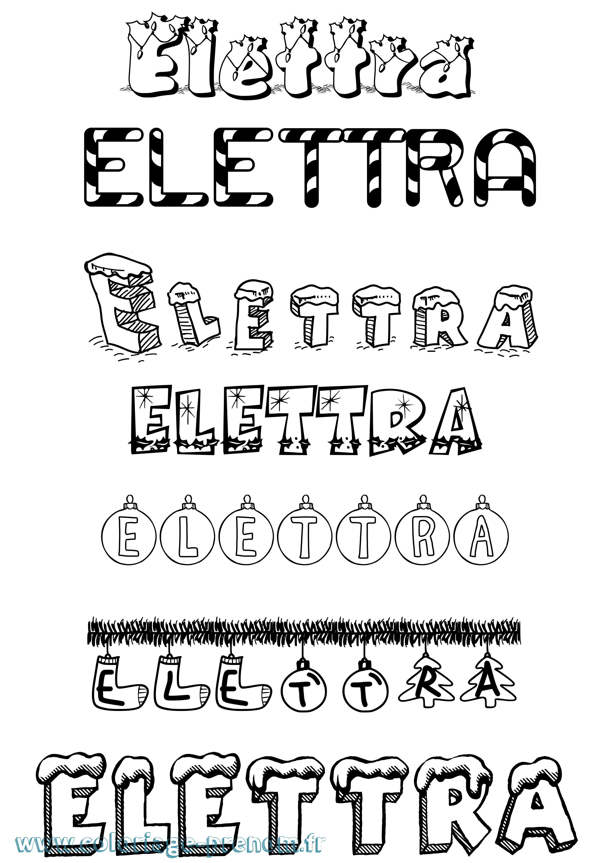 Coloriage Elettra Noël Coloriage prénom Elettra Noël