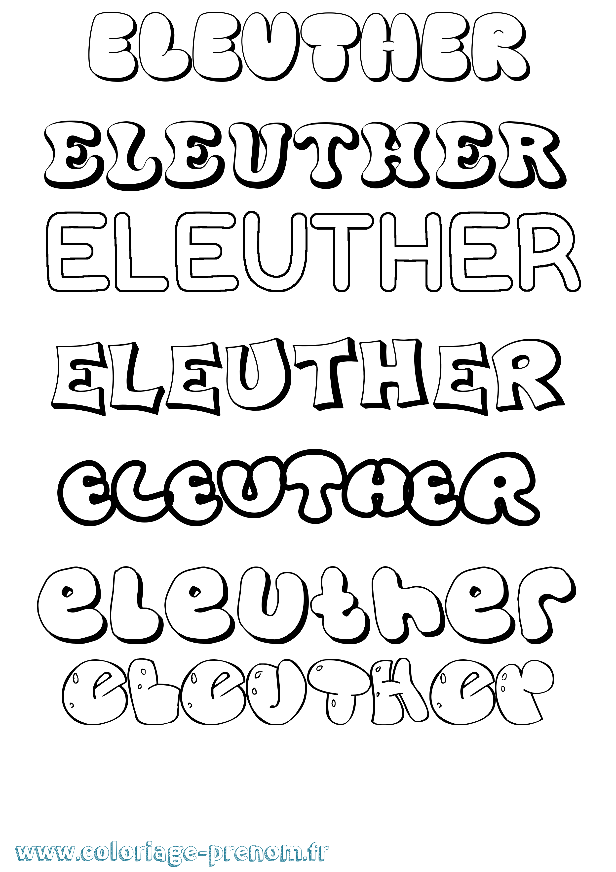 Coloriage Eleuther Bubble Coloriage prénom Eleuther Bubble