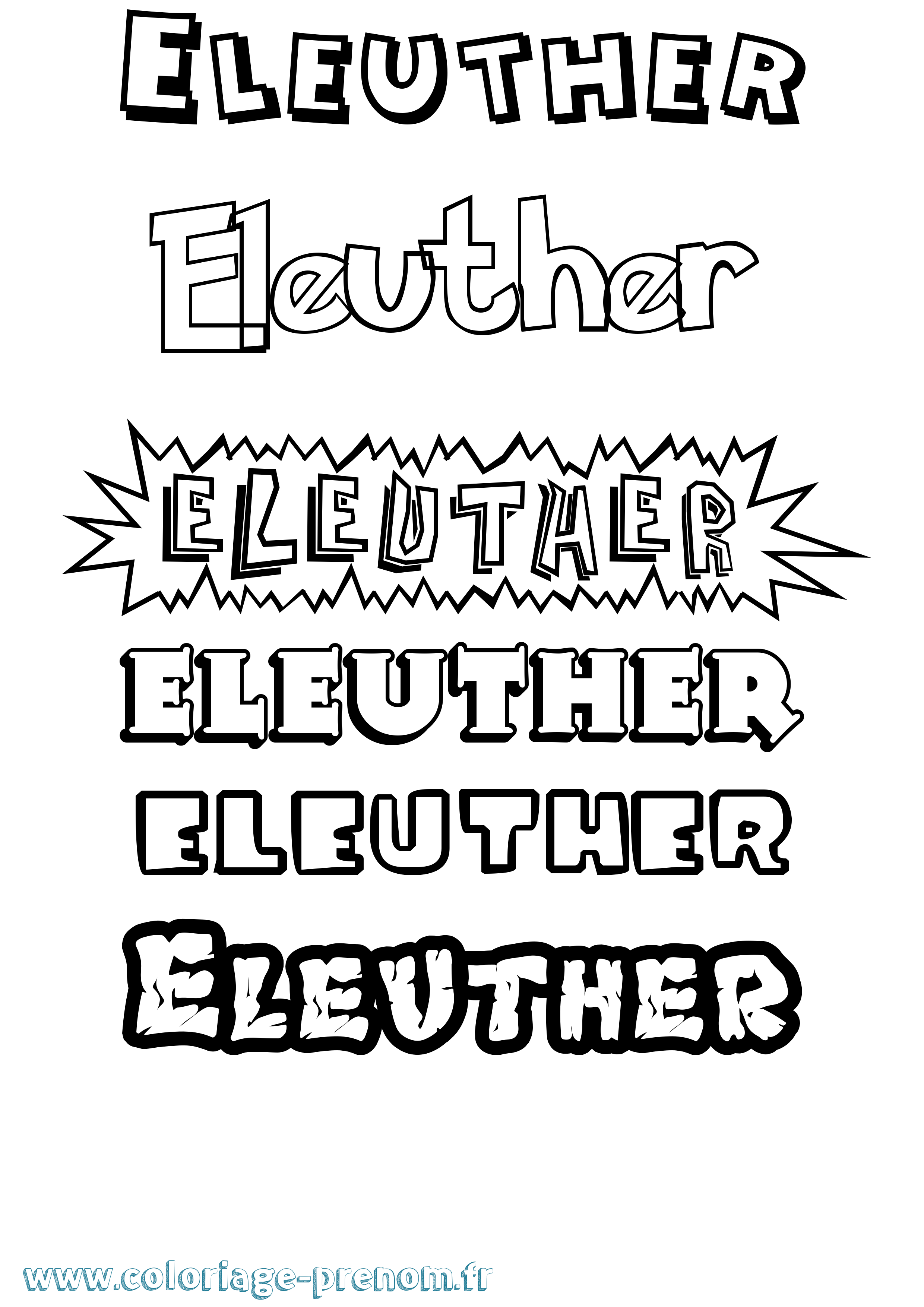 Coloriage Eleuther Dessin Animé Coloriage prénom Eleuther Dessin Animé