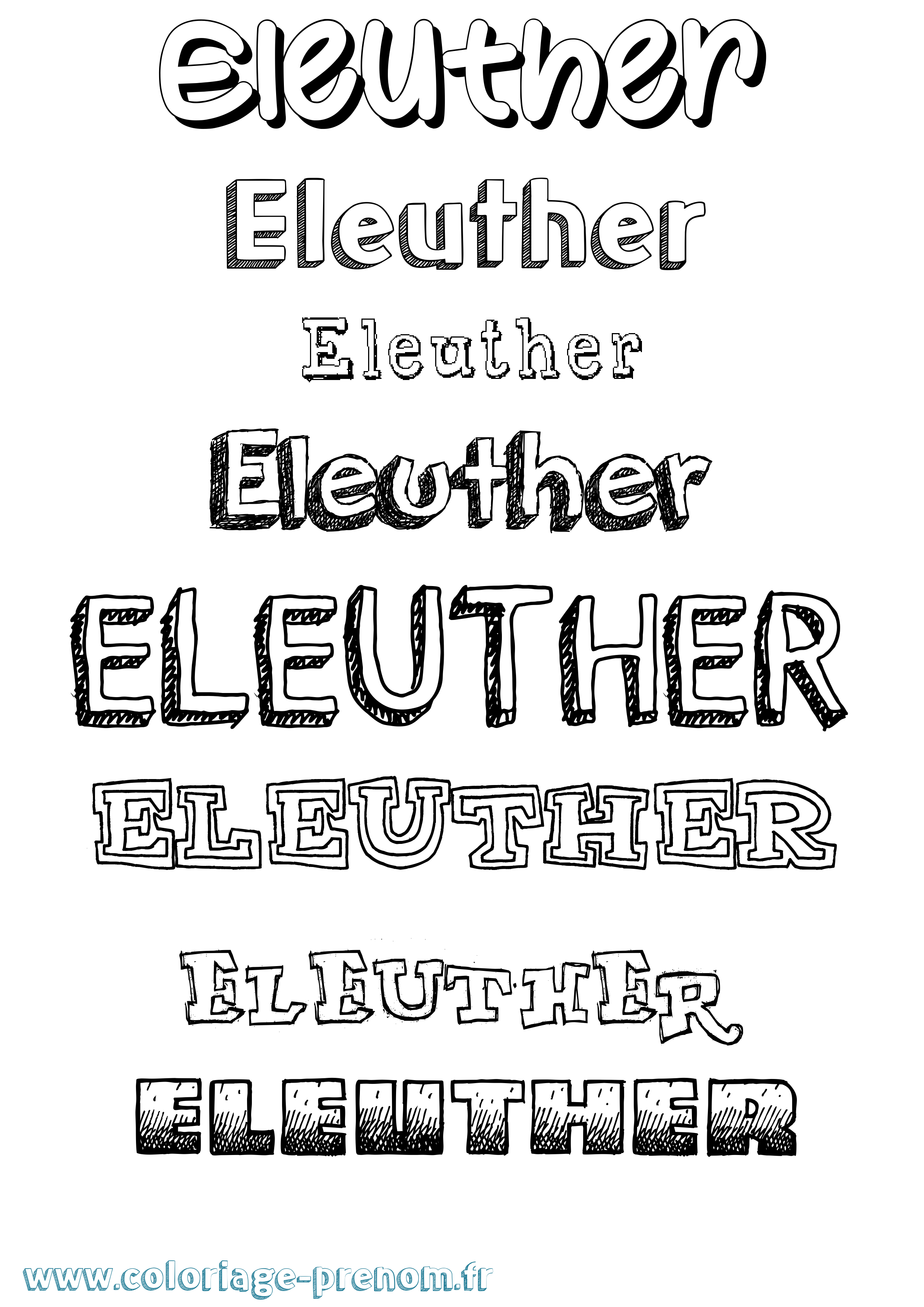 Coloriage Eleuther Dessiné Coloriage prénom Eleuther Dessiné