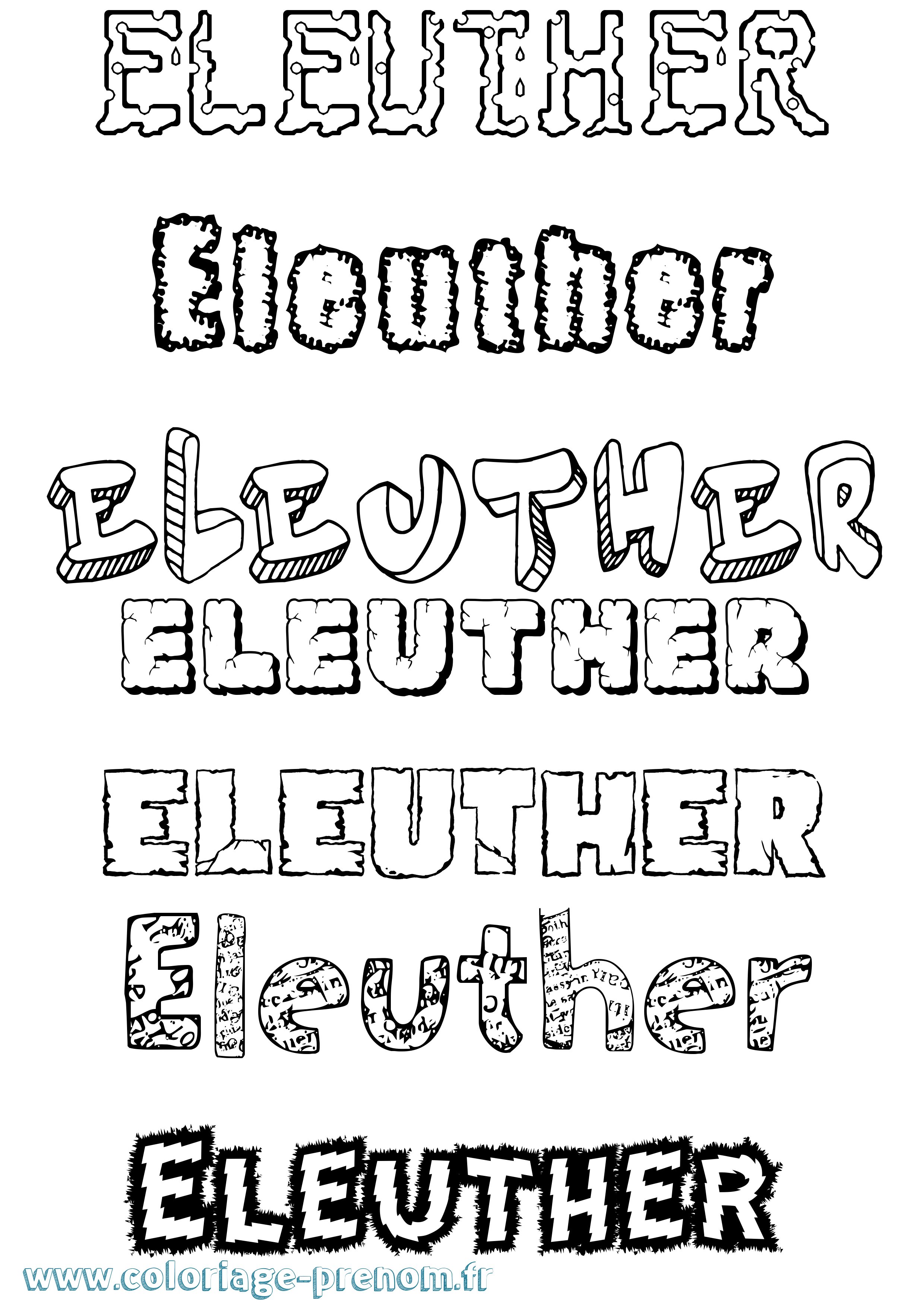 Coloriage Eleuther Destructuré Coloriage prénom Eleuther Destructuré