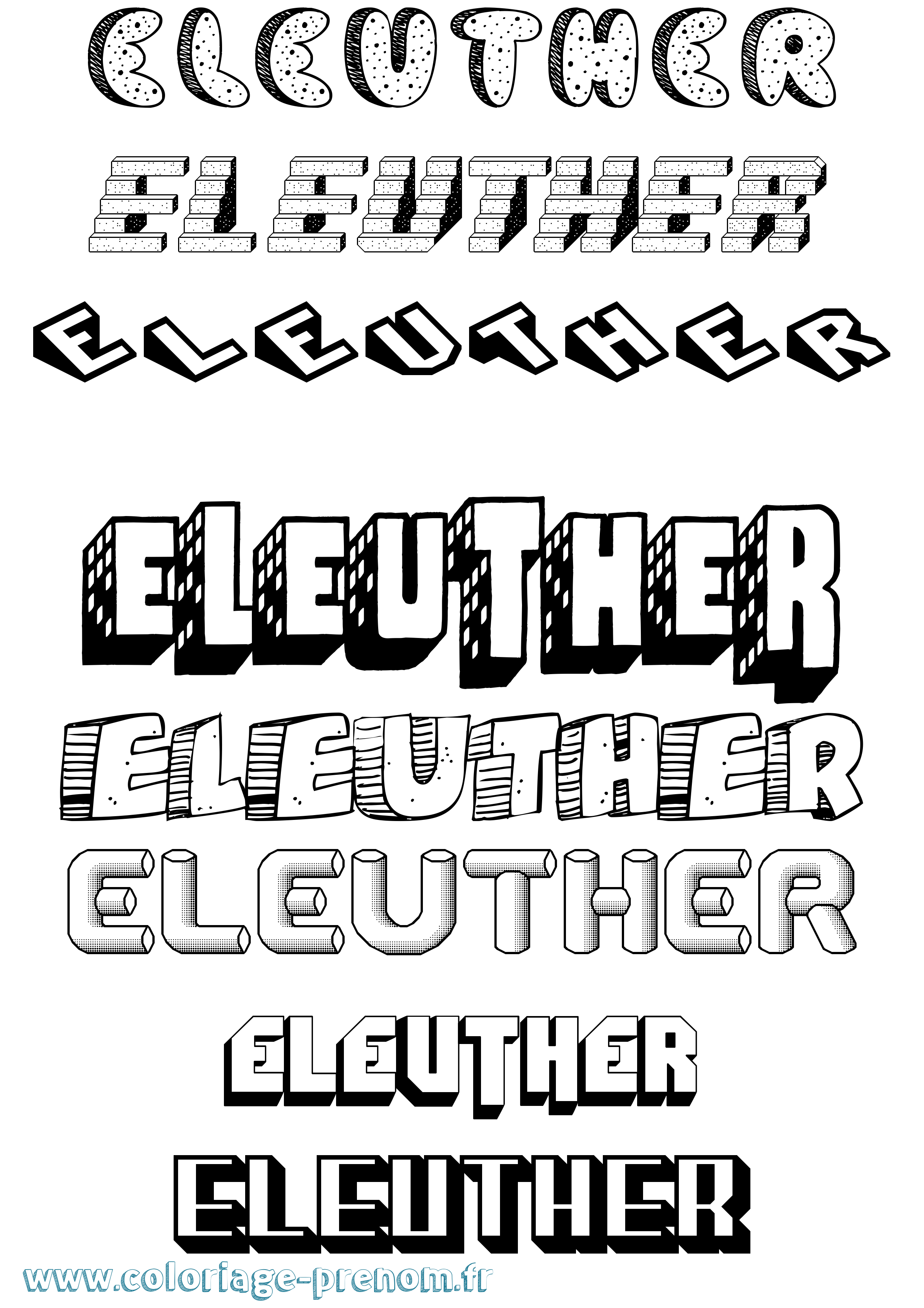 Coloriage Eleuther Effet 3D Coloriage prénom Eleuther Effet 3D