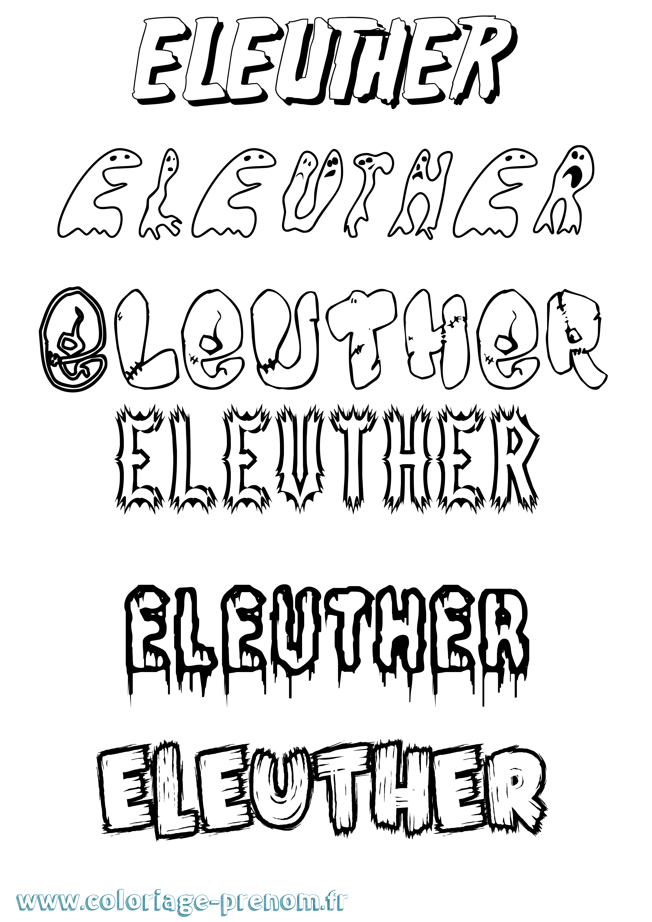 Coloriage Eleuther Frisson Coloriage prénom Eleuther Frisson