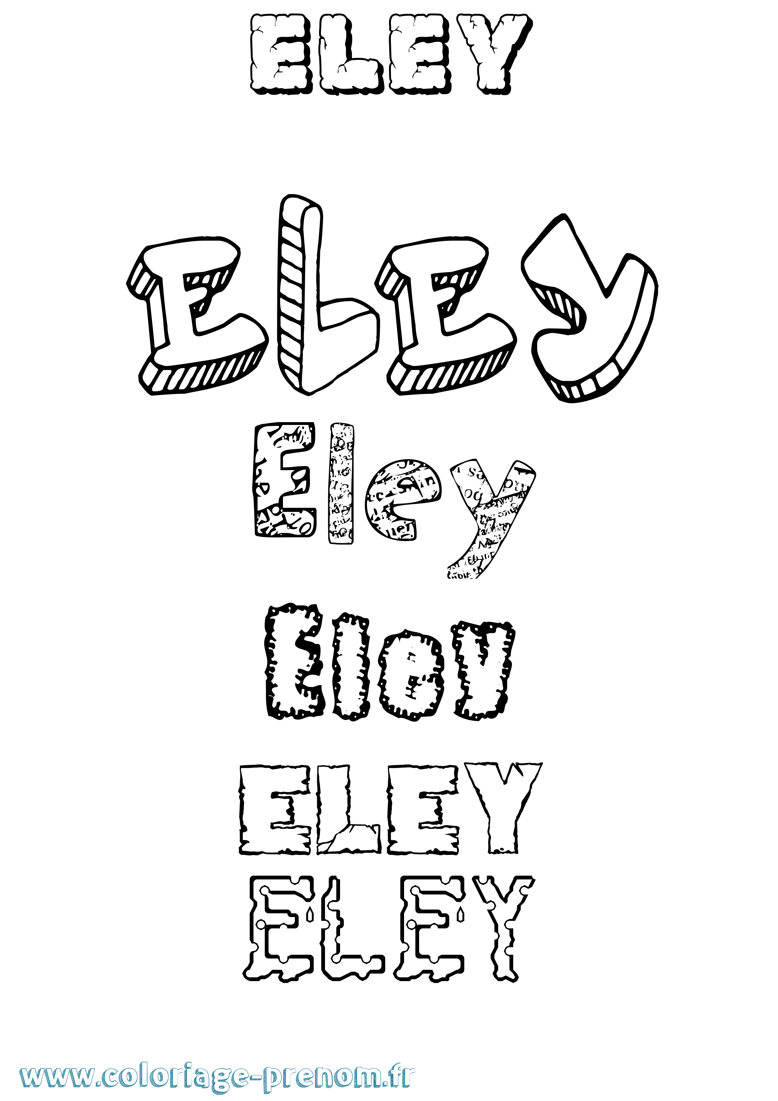 Coloriage Eley Destructuré Coloriage prénom Eley Destructuré