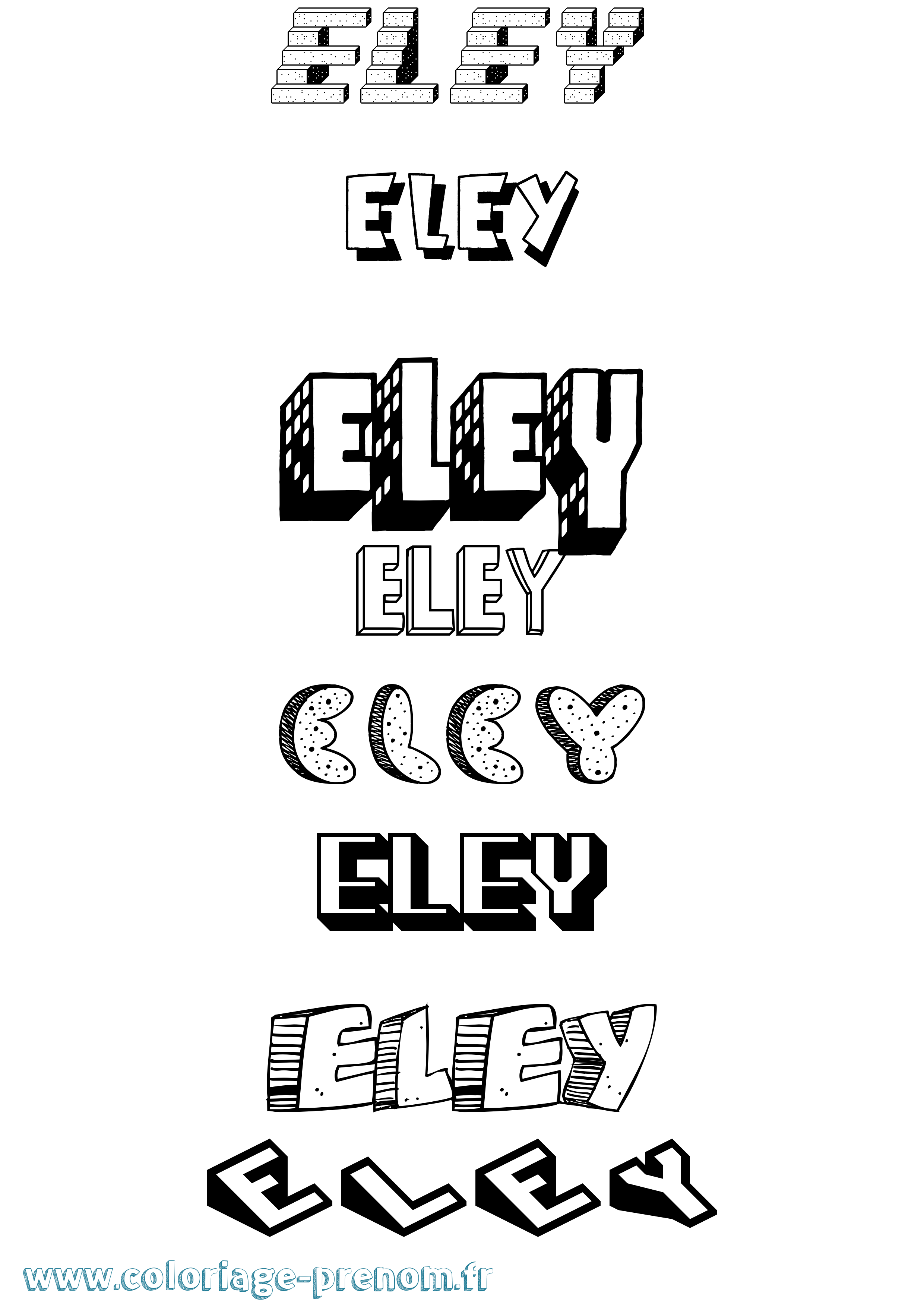 Coloriage Eley Effet 3D Coloriage prénom Eley Effet 3D