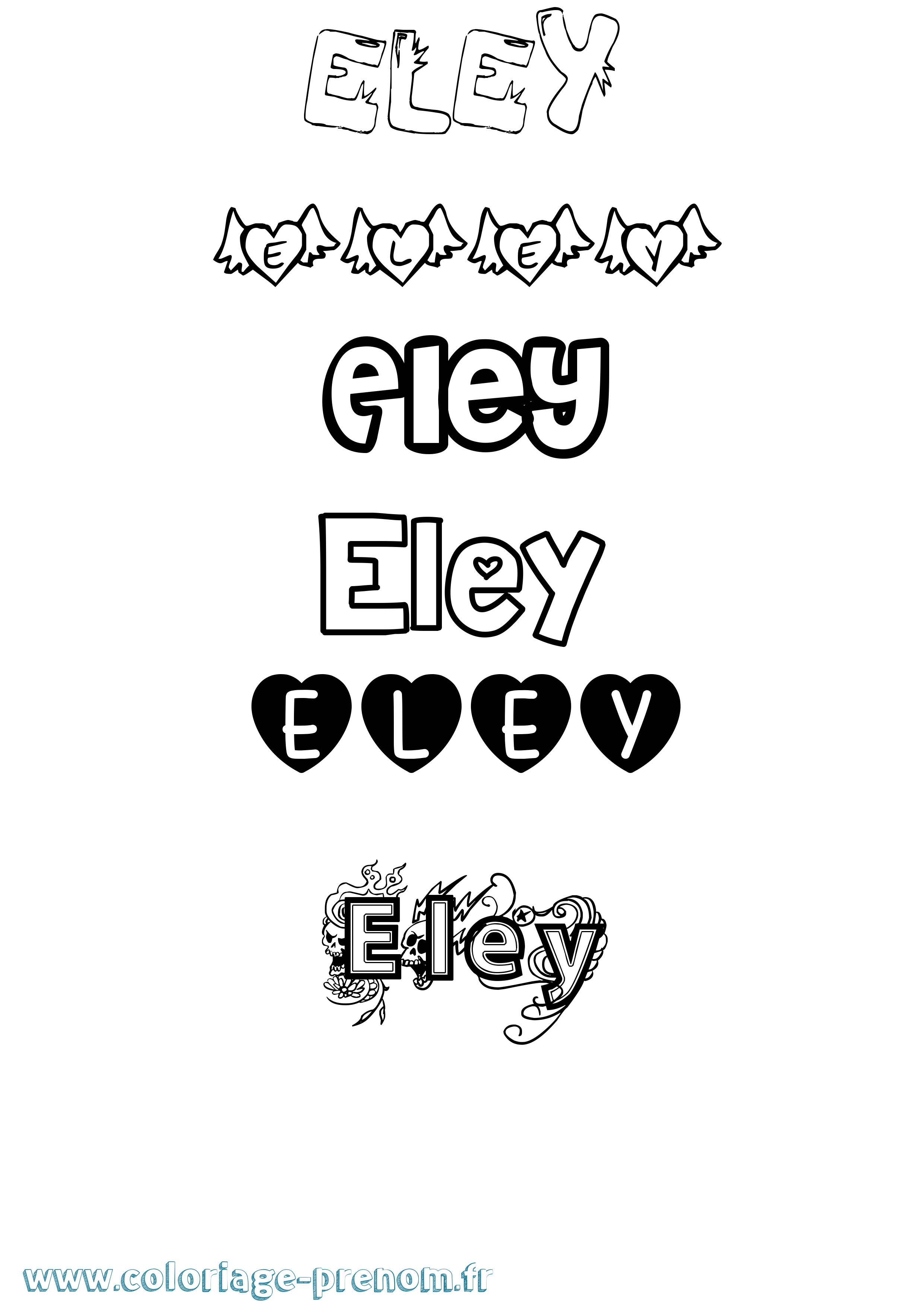 Coloriage Eley Girly Coloriage prénom Eley Girly
