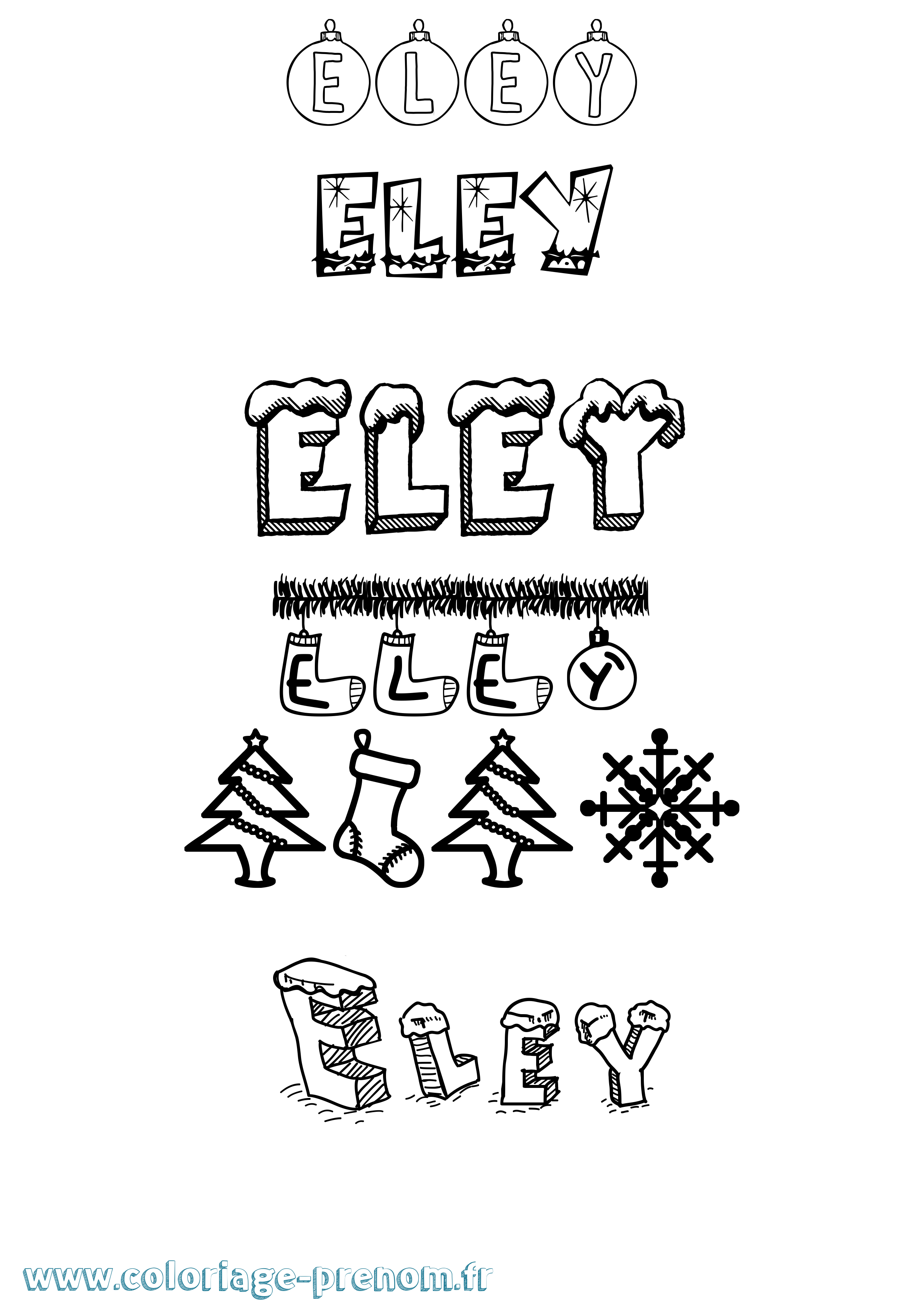 Coloriage Eley Noël Coloriage prénom Eley Noël