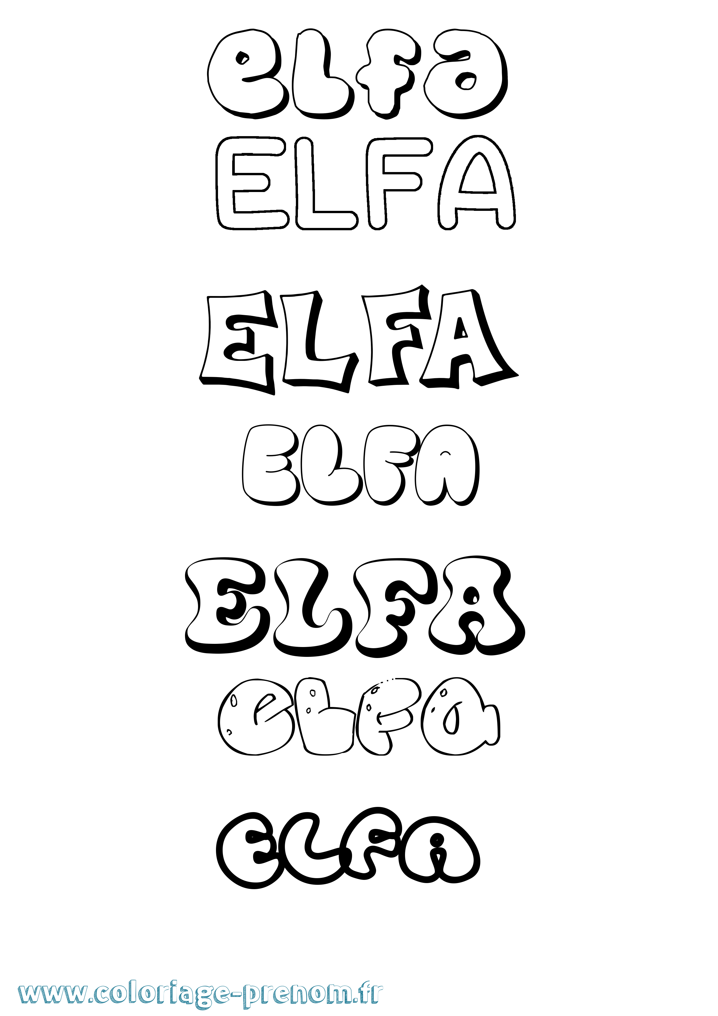 Coloriage Elfa Bubble Coloriage prénom Elfa Bubble
