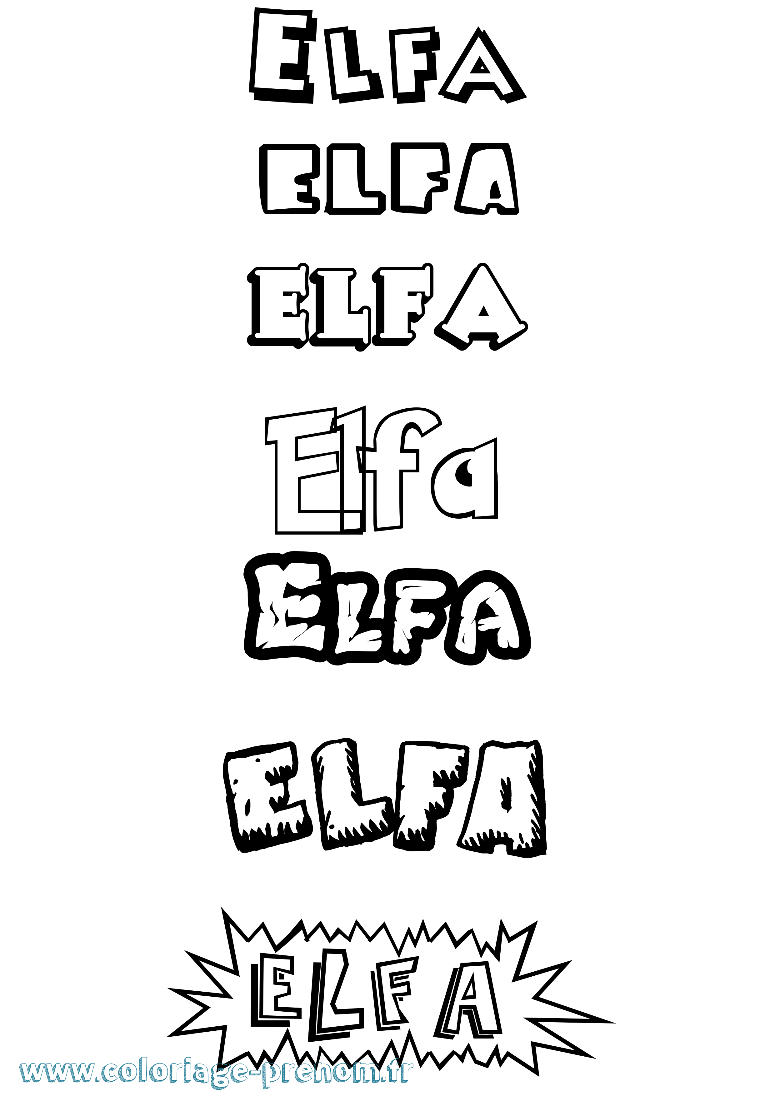 Coloriage Elfa Dessin Animé Coloriage prénom Elfa Dessin Animé