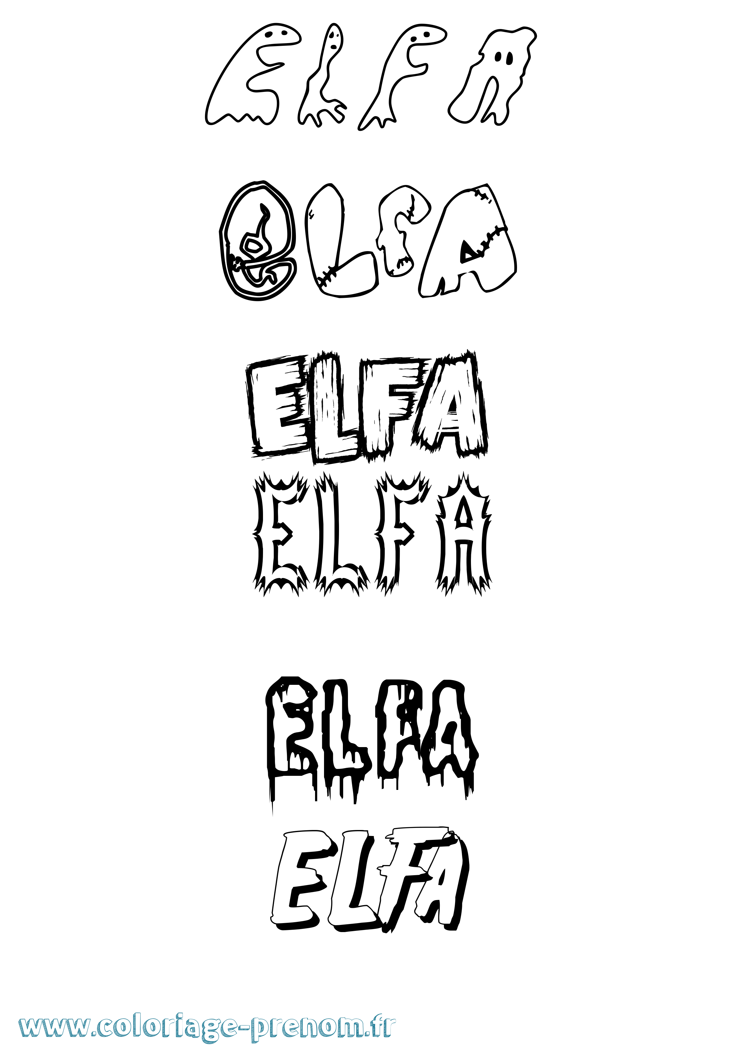 Coloriage Elfa Frisson Coloriage prénom Elfa Frisson