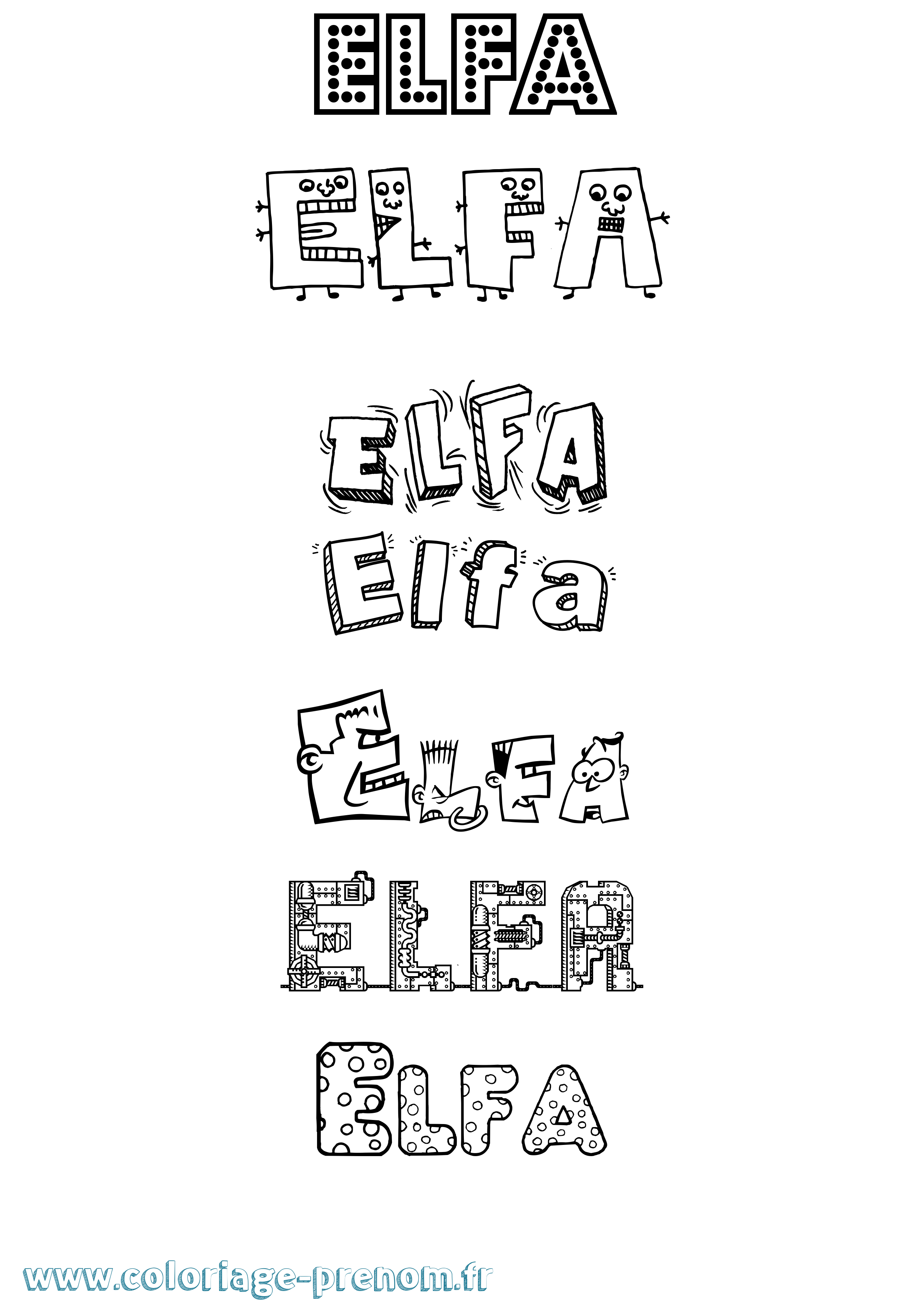 Coloriage Elfa Fun Coloriage prénom Elfa Fun