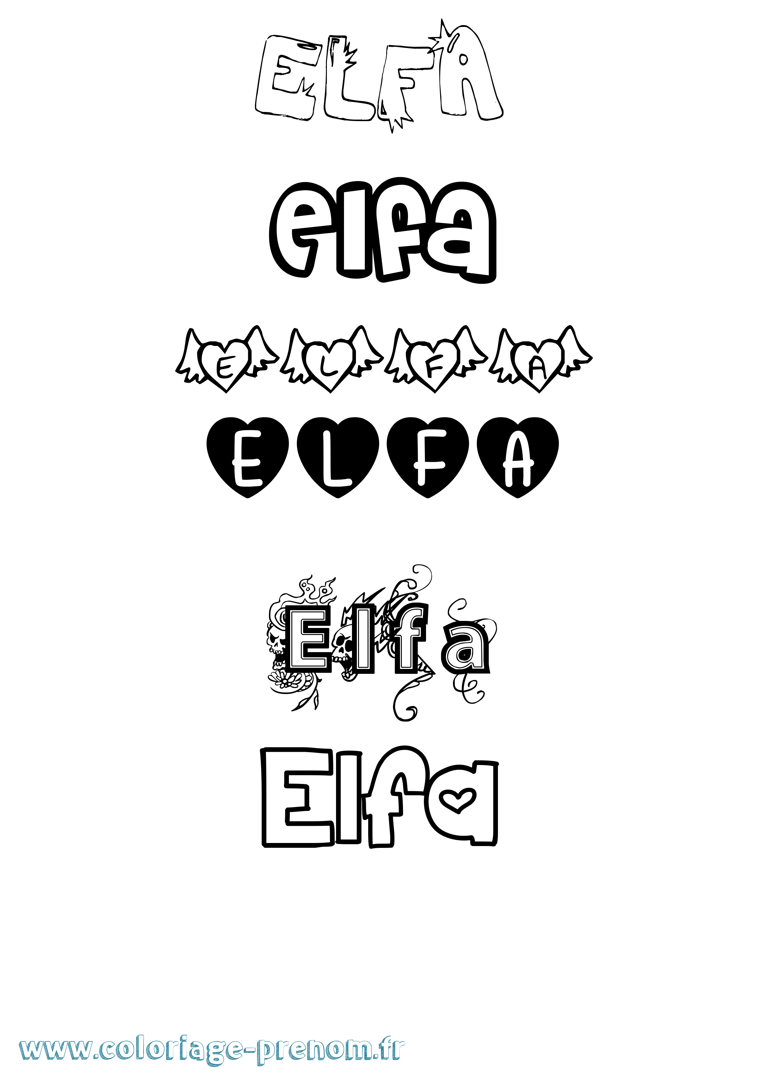 Coloriage Elfa Girly Coloriage prénom Elfa Girly