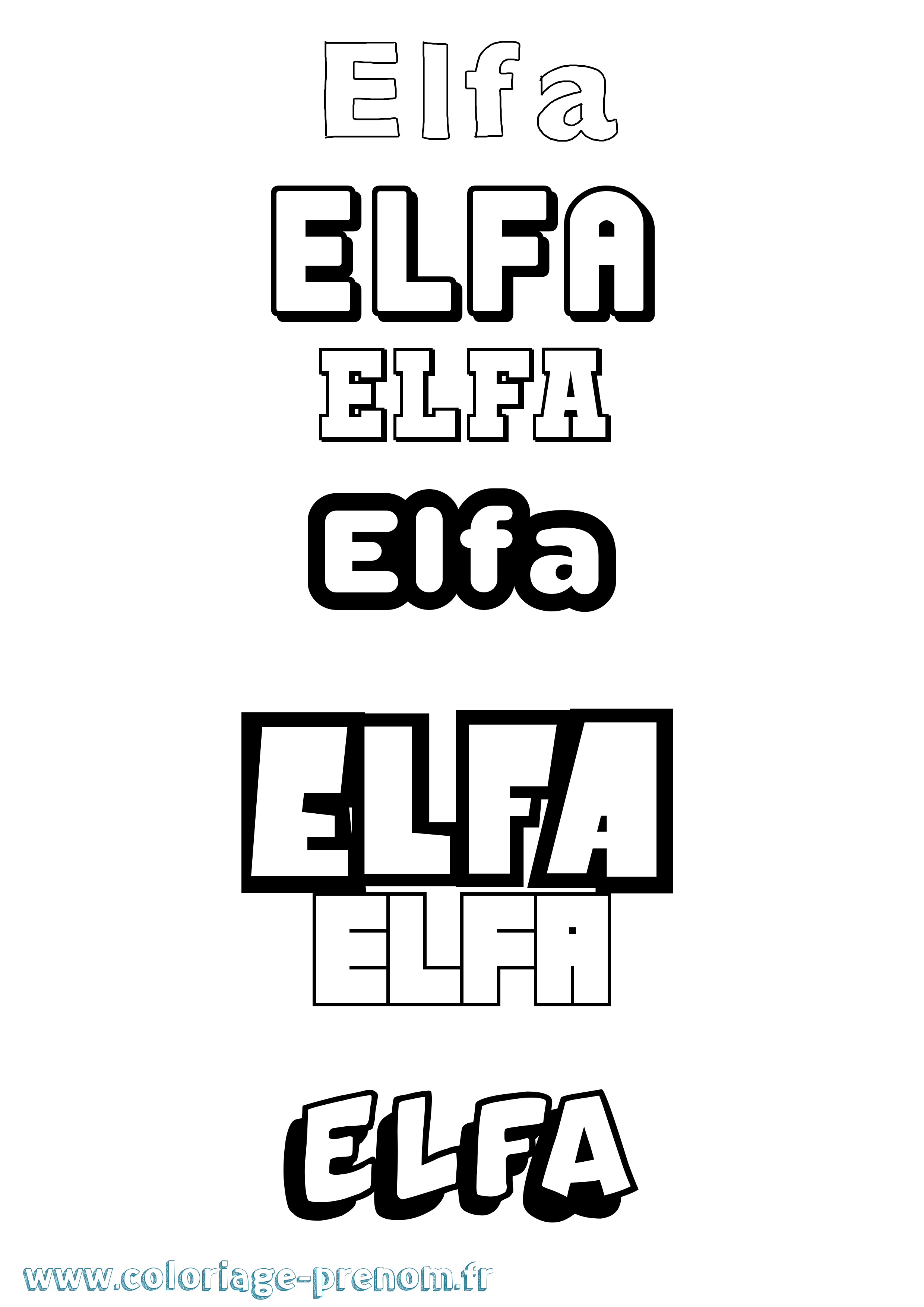 Coloriage Elfa Simple Coloriage prénom Elfa Simple