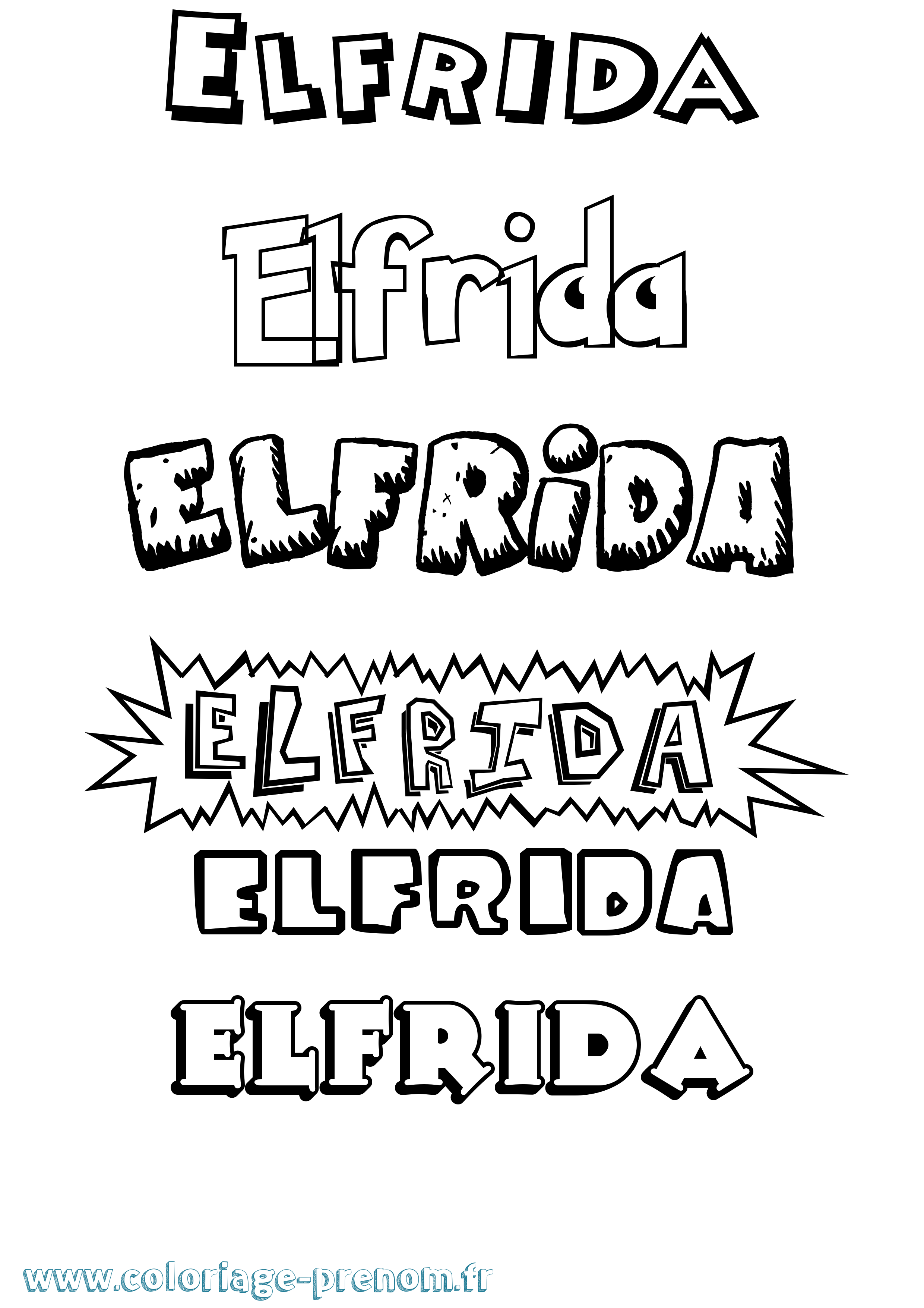 Coloriage Elfrida Dessin Animé Coloriage prénom Elfrida Dessin Animé