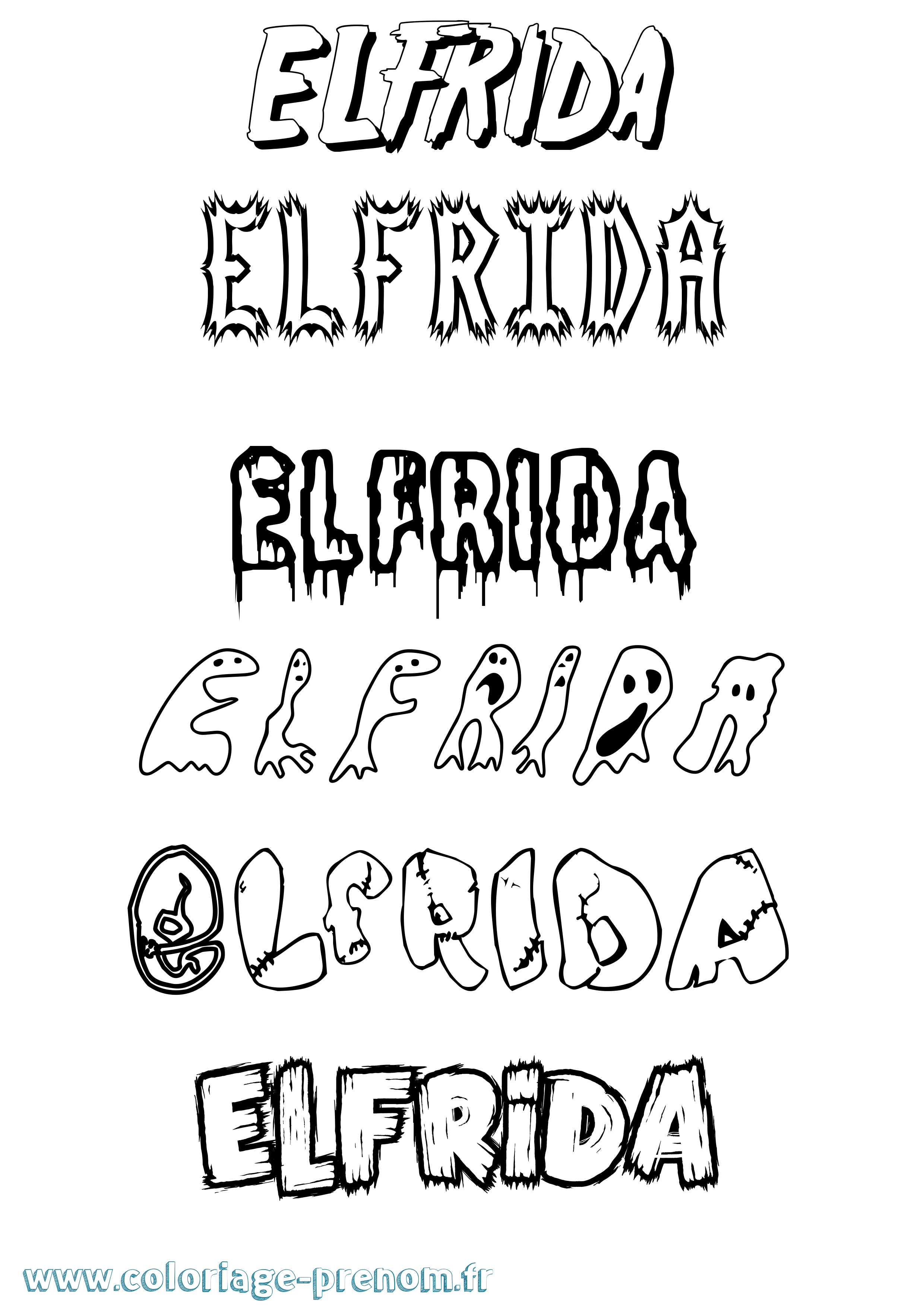 Coloriage Elfrida Frisson Coloriage prénom Elfrida Frisson