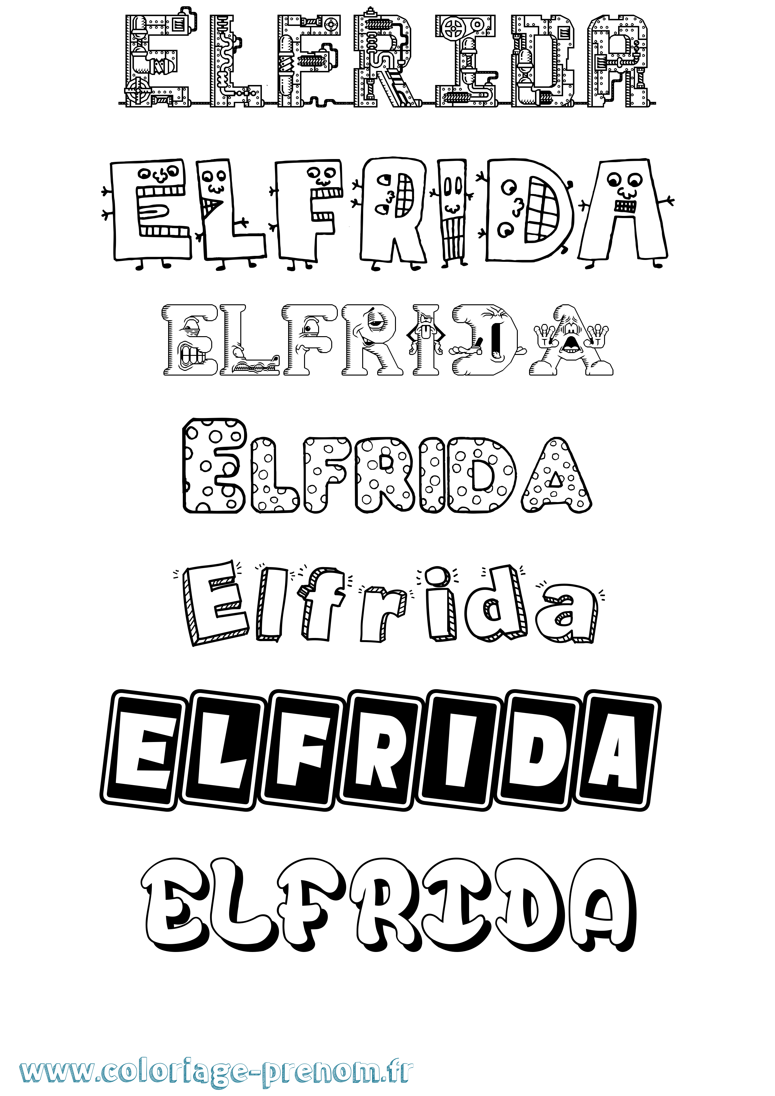Coloriage Elfrida Fun Coloriage prénom Elfrida Fun