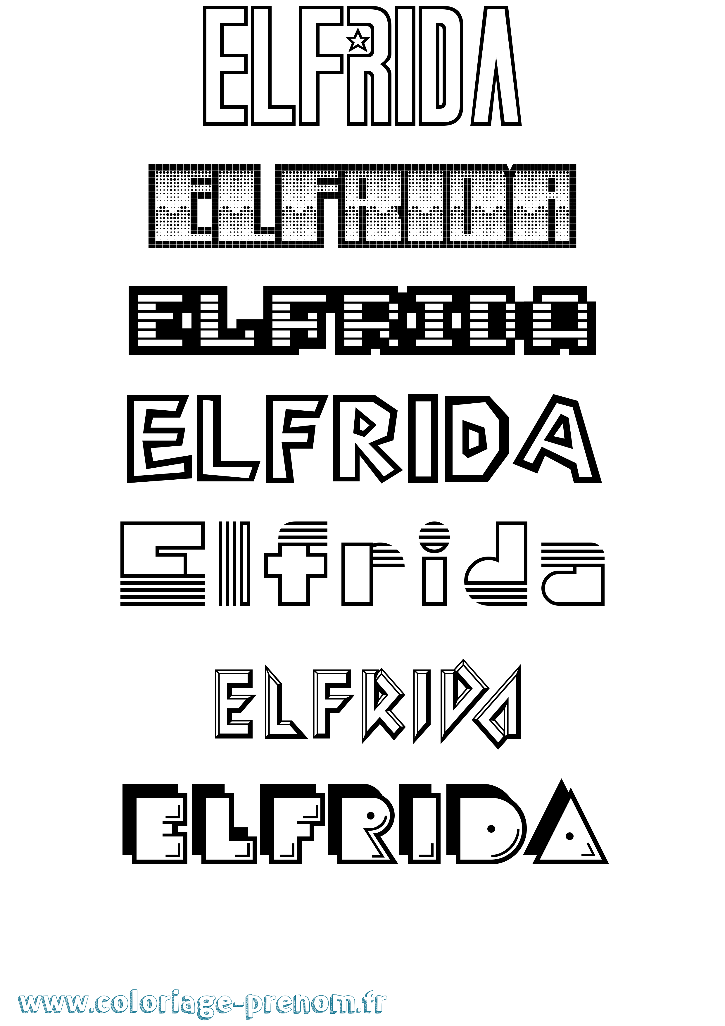 Coloriage Elfrida Jeux Vidéos Coloriage prénom Elfrida Jeux Vidéos