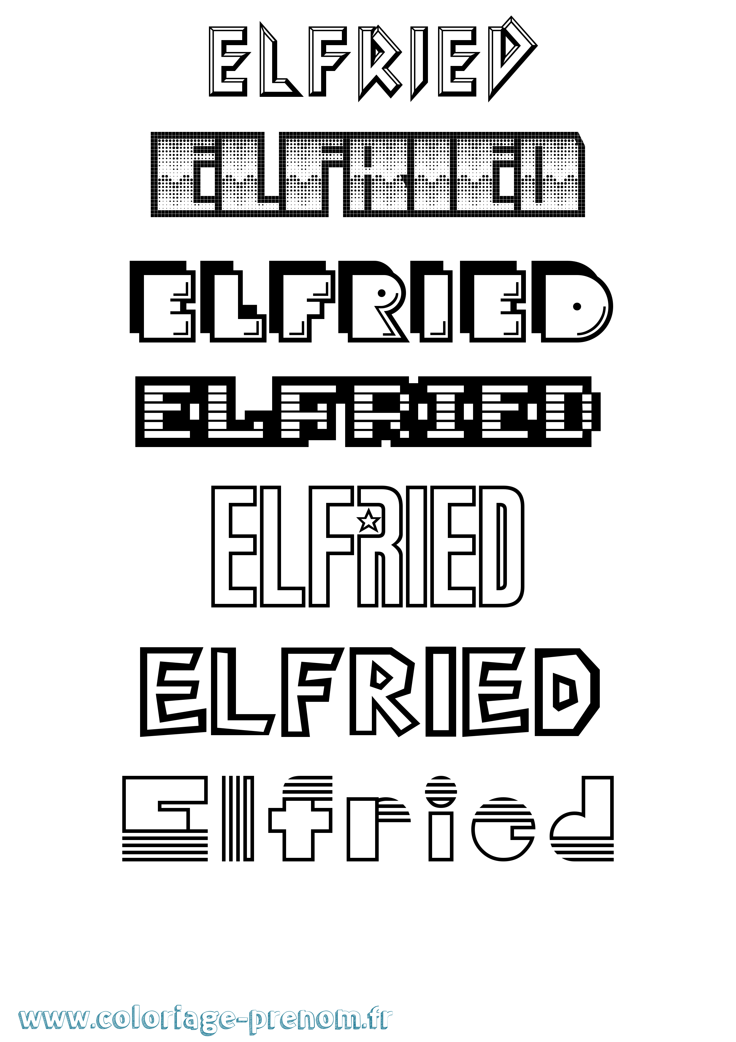 Coloriage Elfried Jeux Vidéos Coloriage prénom Elfried Jeux Vidéos