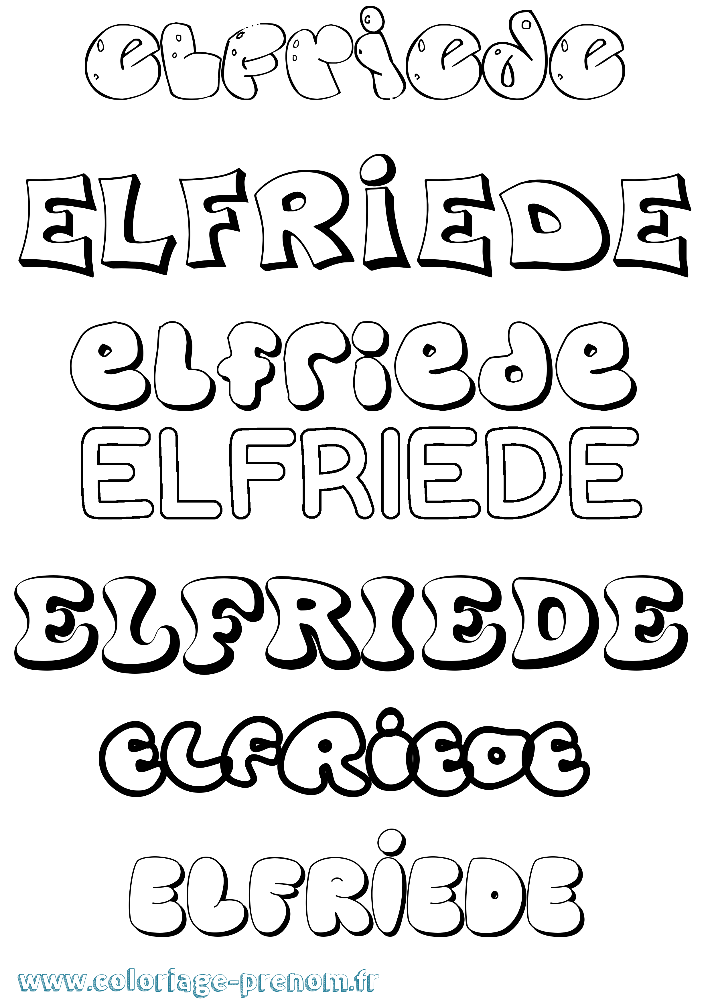 Coloriage Elfriede Bubble Coloriage prénom Elfriede Bubble