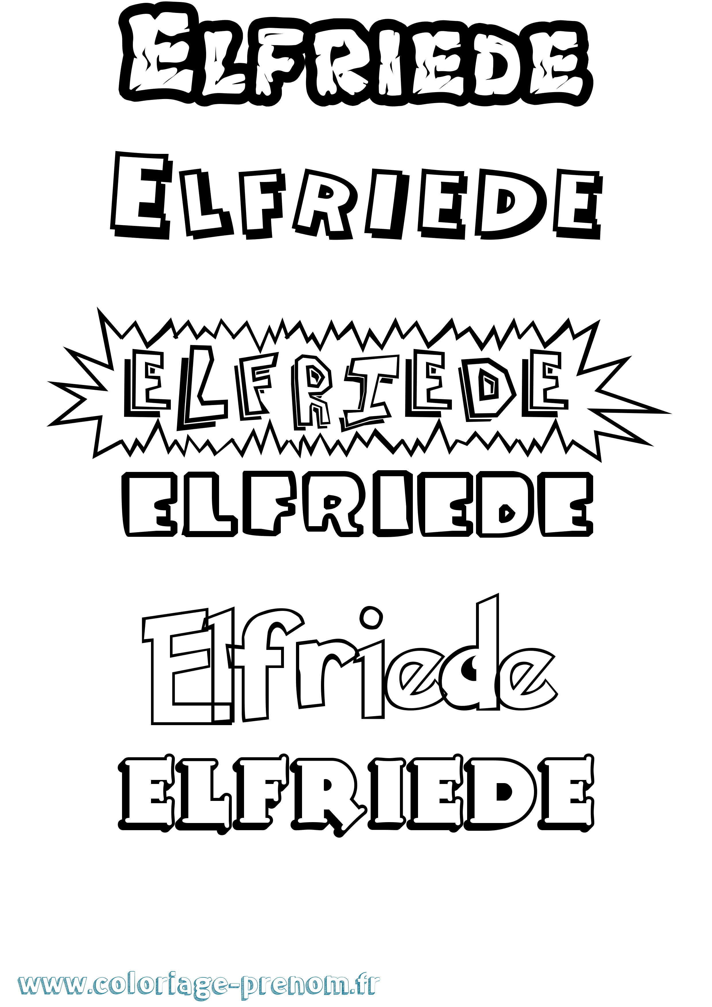 Coloriage Elfriede Dessin Animé Coloriage prénom Elfriede Dessin Animé