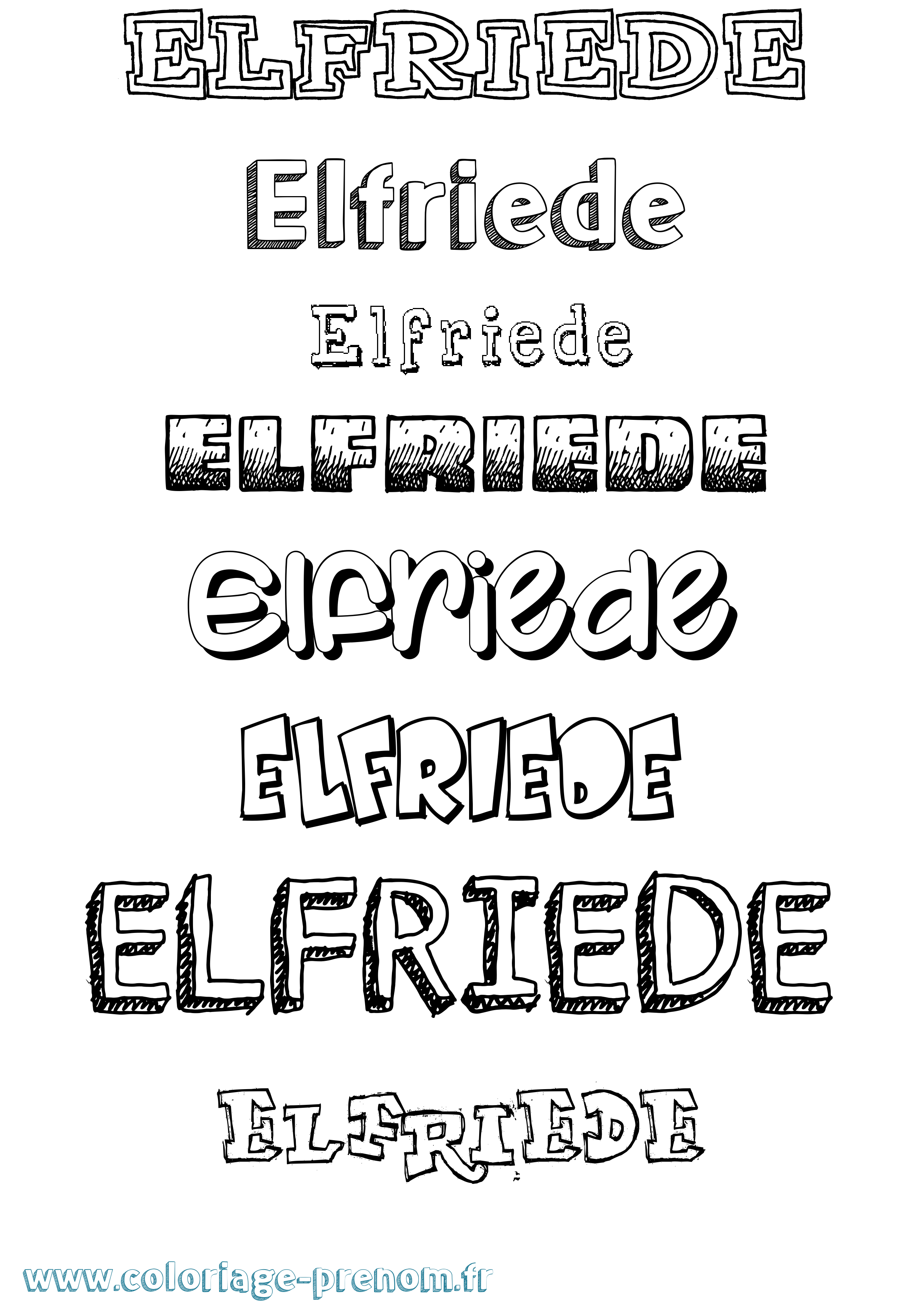 Coloriage Elfriede Dessiné Coloriage prénom Elfriede Dessiné