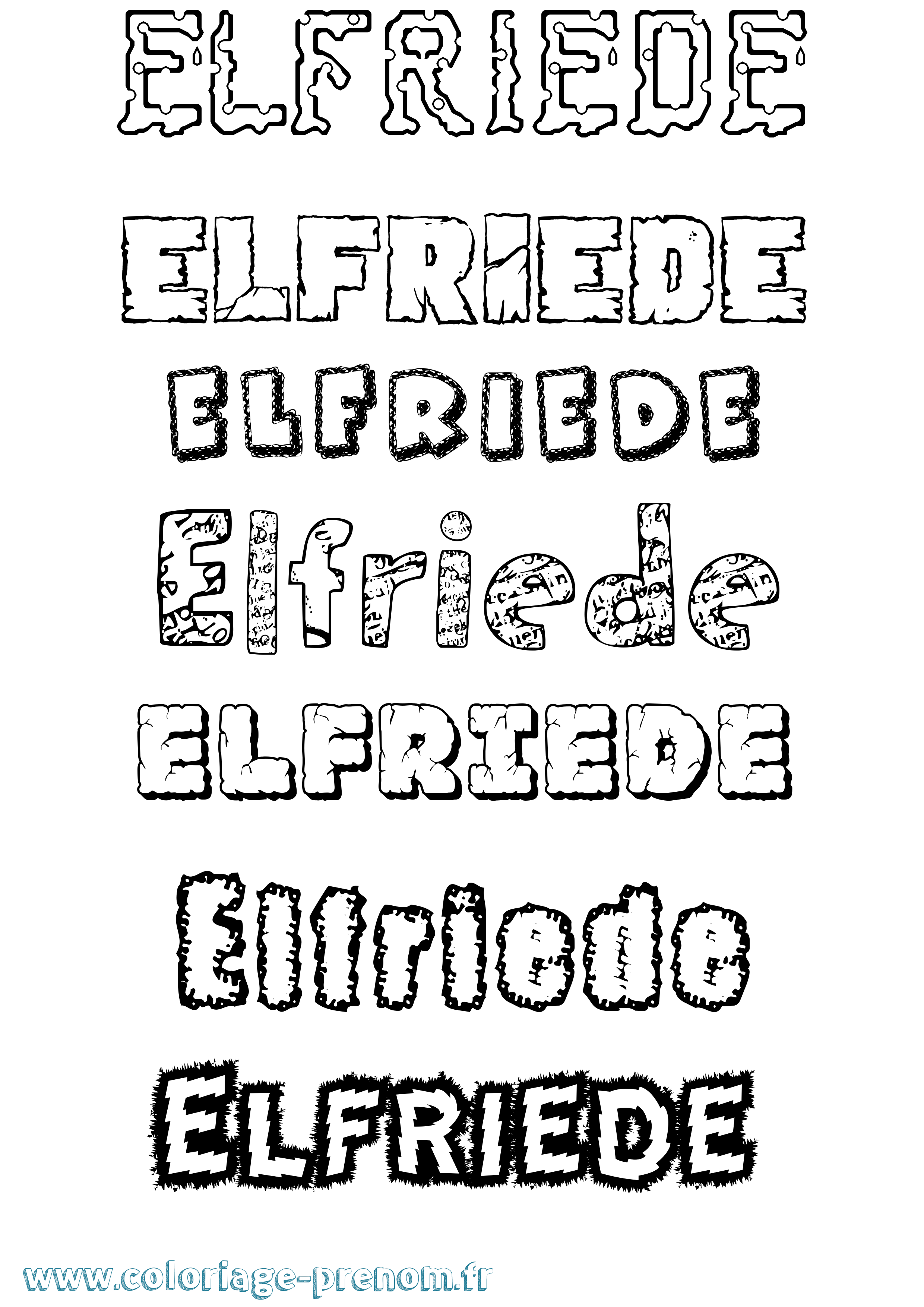 Coloriage Elfriede Destructuré Coloriage prénom Elfriede Destructuré