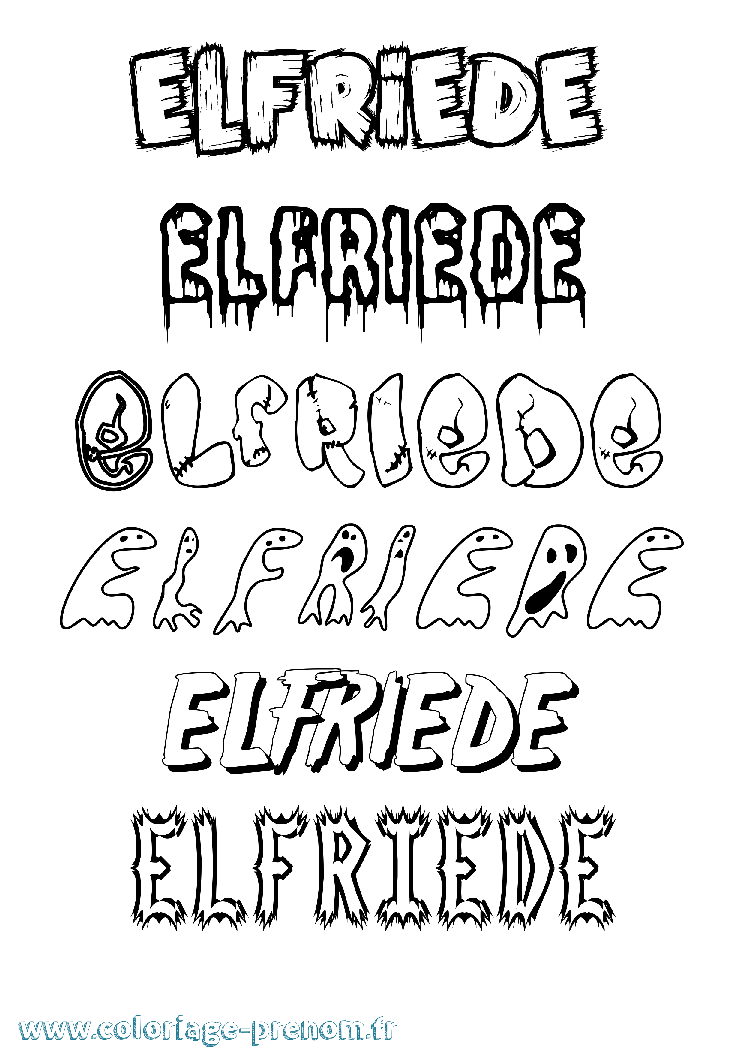 Coloriage Elfriede Frisson Coloriage prénom Elfriede Frisson