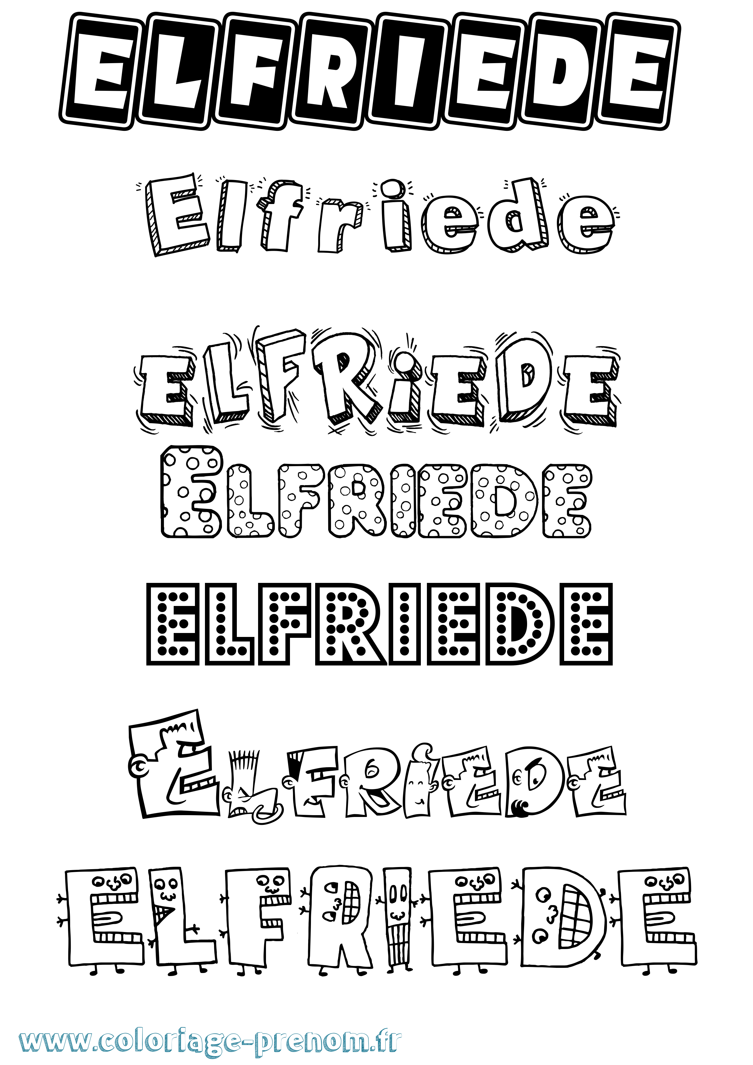 Coloriage Elfriede Fun Coloriage prénom Elfriede Fun