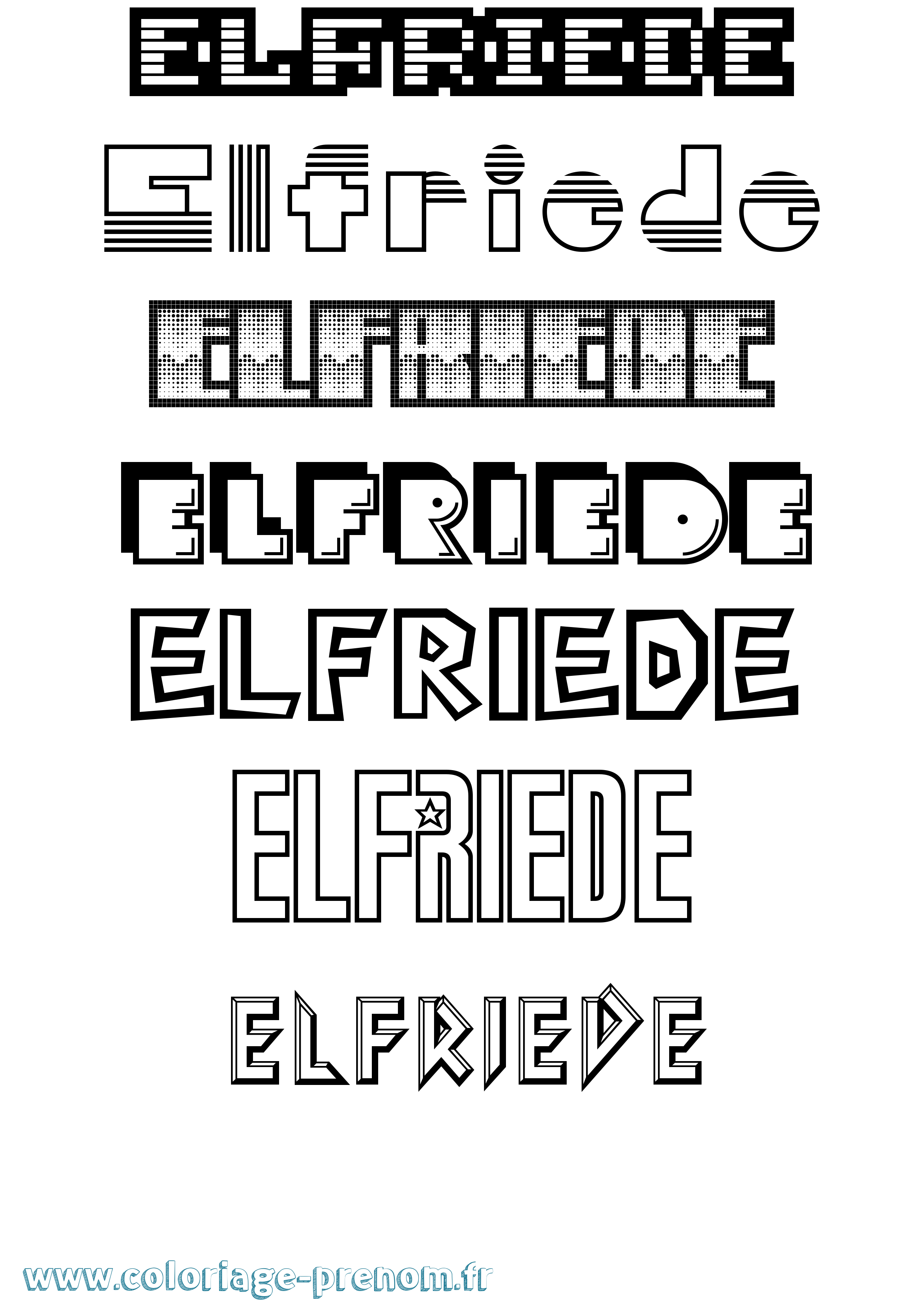 Coloriage Elfriede Jeux Vidéos Coloriage prénom Elfriede Jeux Vidéos
