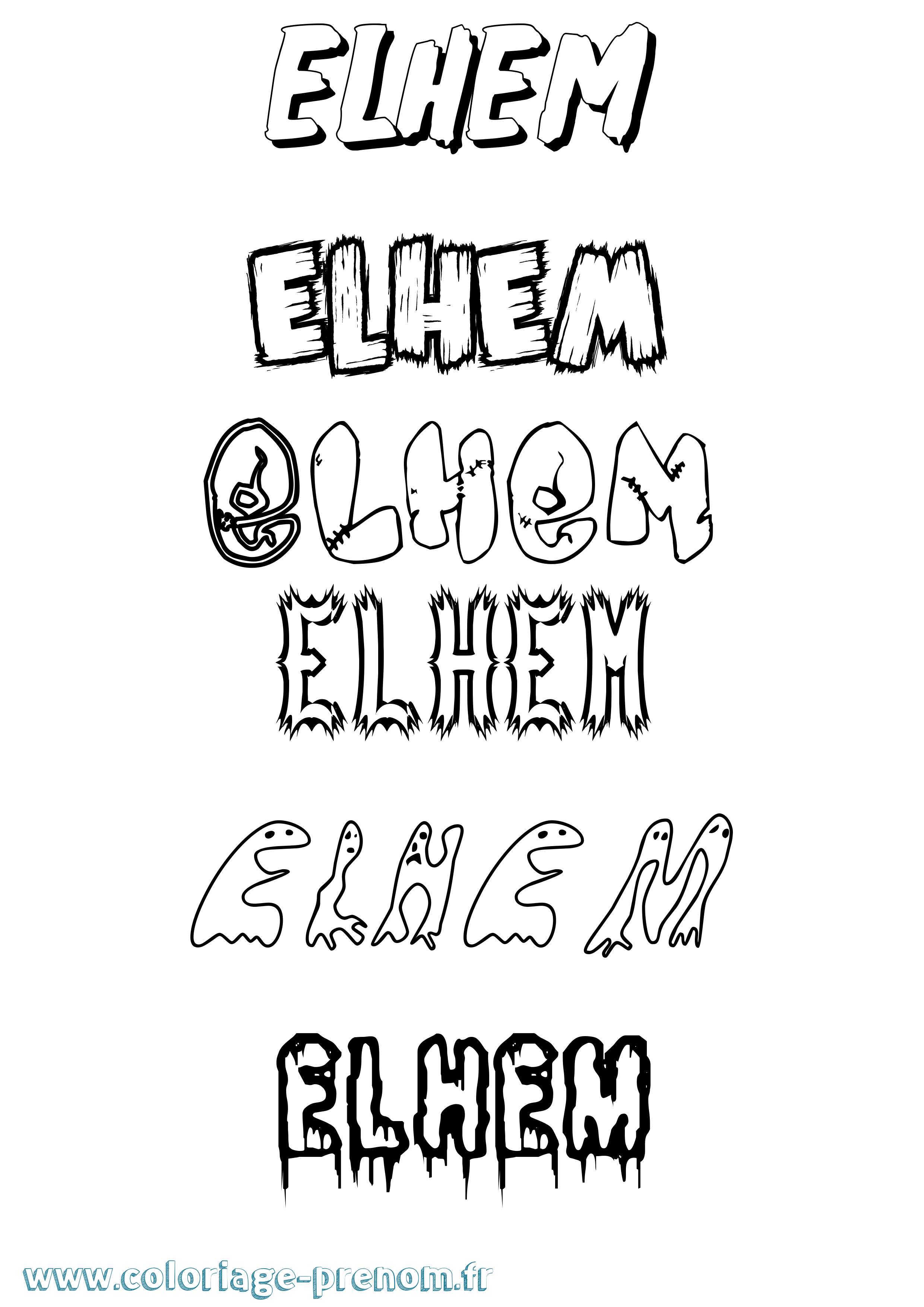 Coloriage Elhem Frisson Coloriage prénom Elhem Frisson