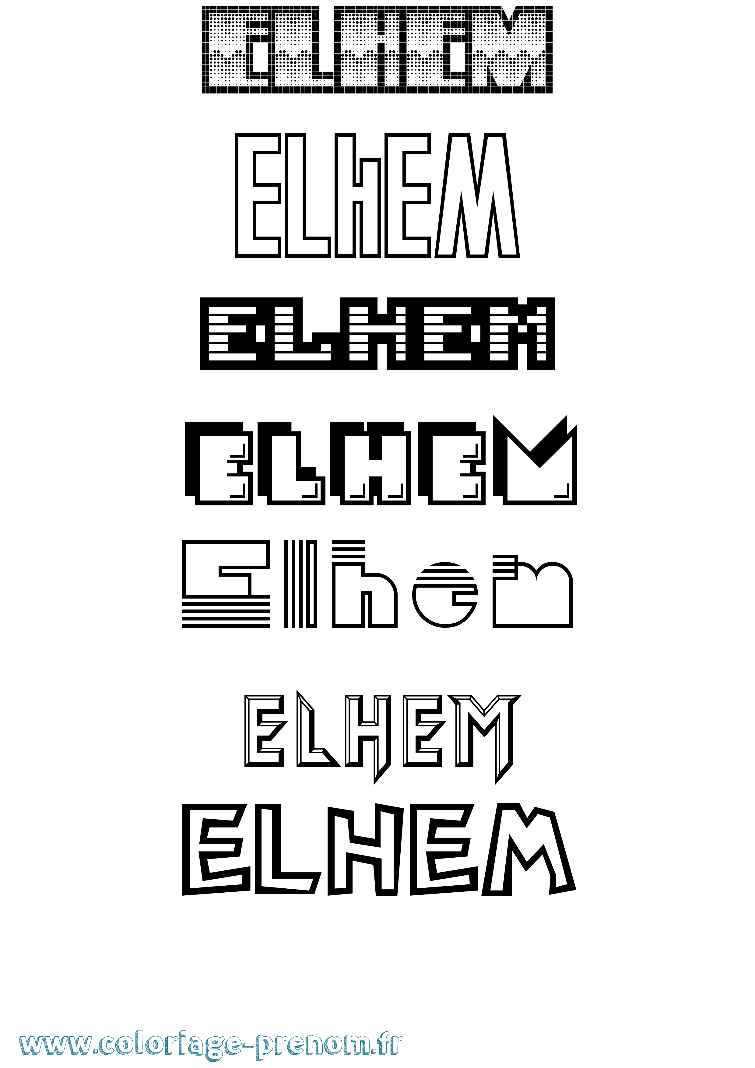 Coloriage Elhem Jeux Vidéos Coloriage prénom Elhem Jeux Vidéos
