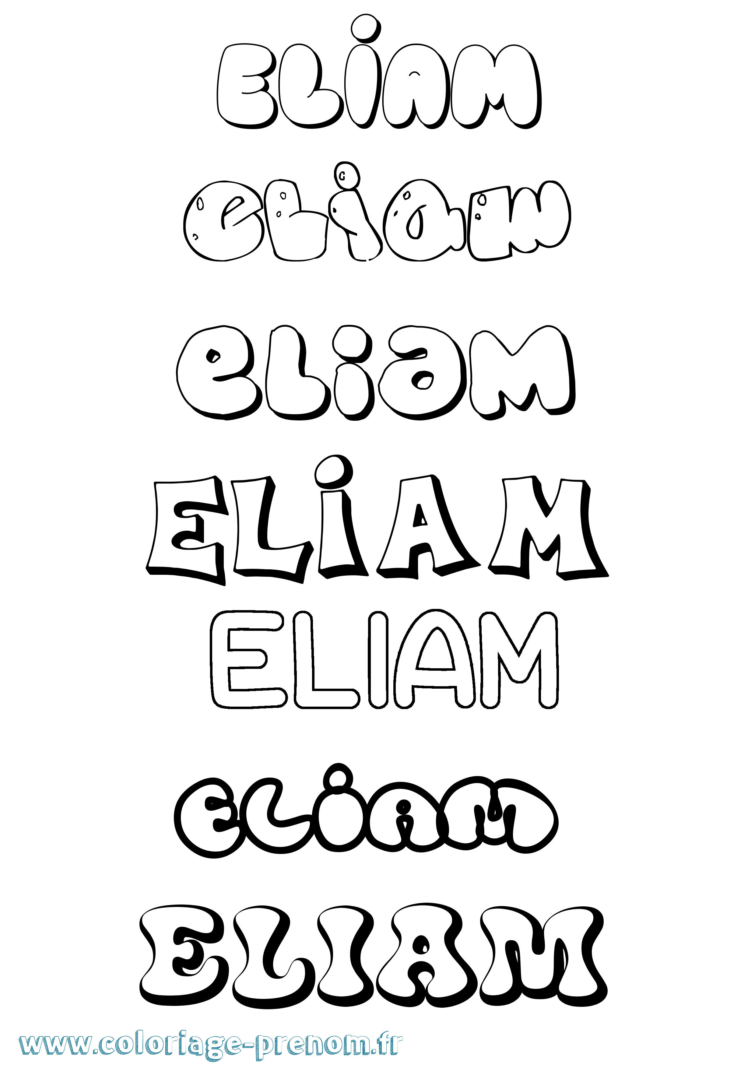 Coloriage Eliam Bubble Coloriage prénom Eliam Bubble