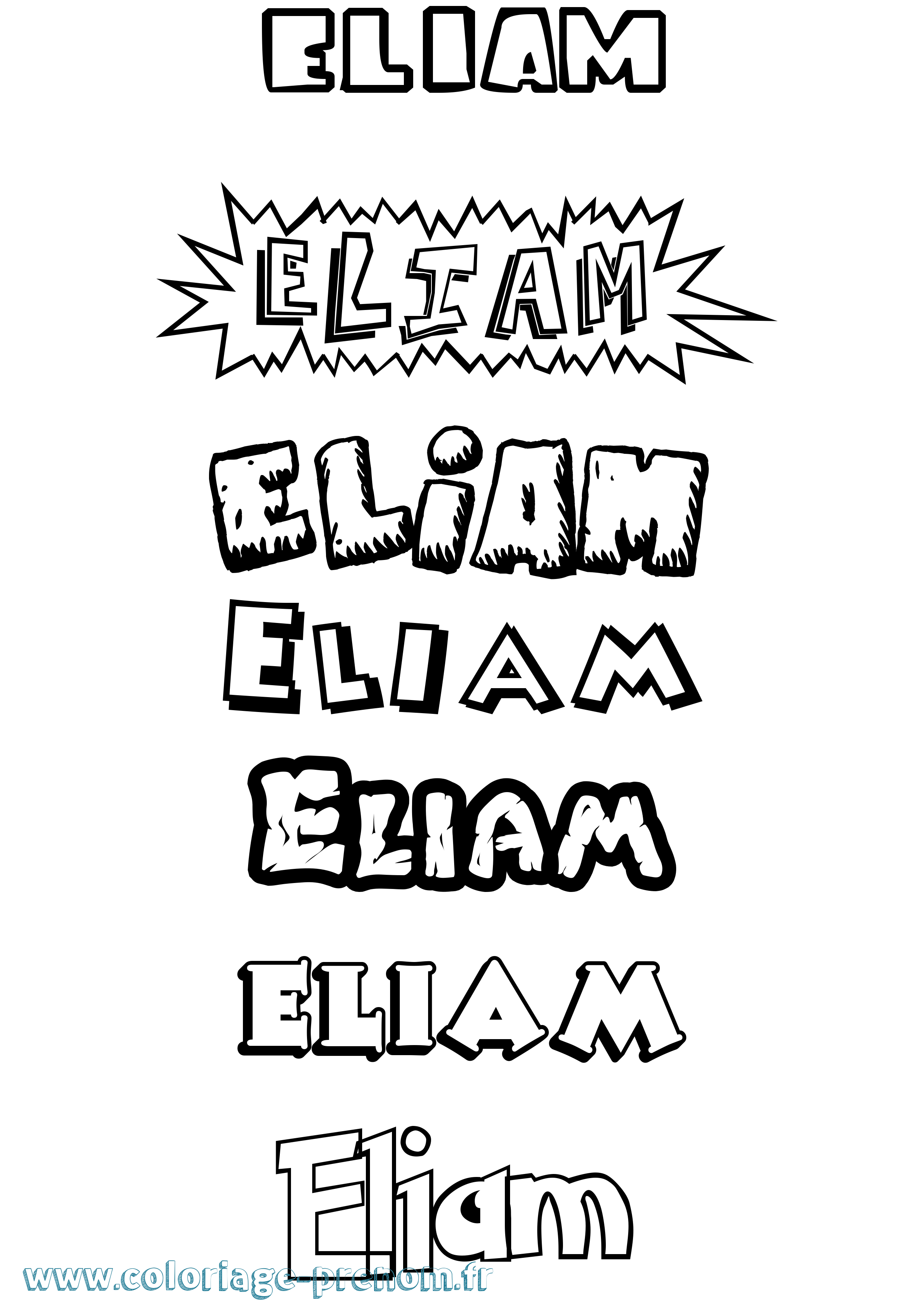 Coloriage Eliam Dessin Animé Coloriage prénom Eliam Dessin Animé