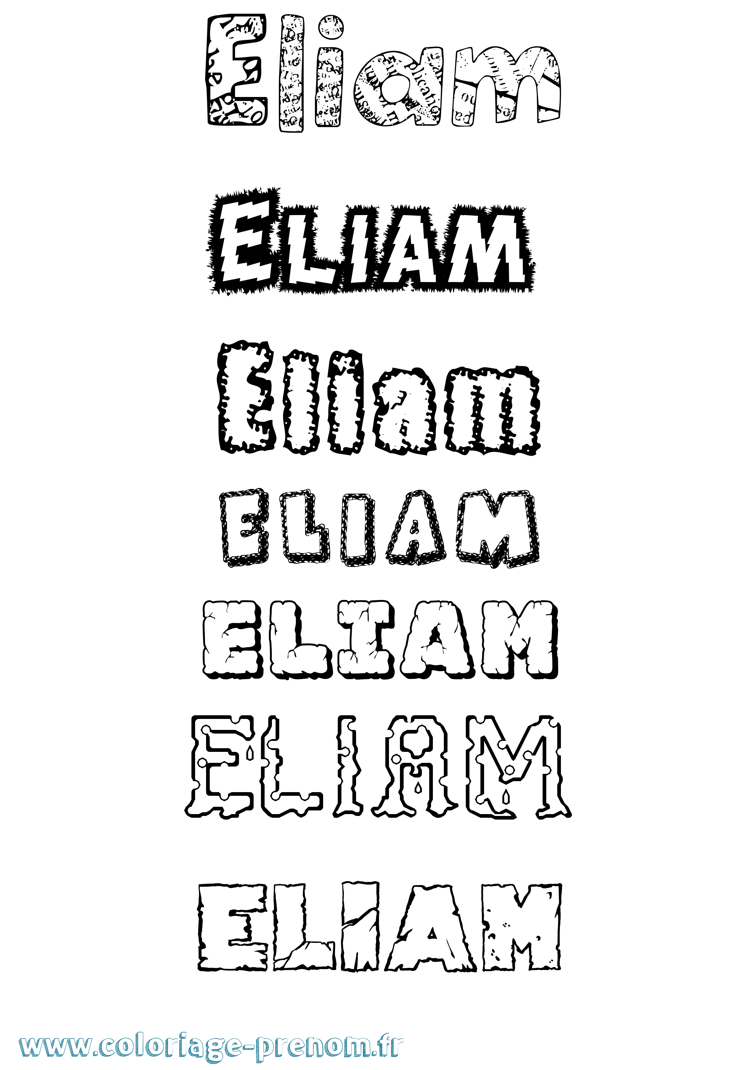 Coloriage Eliam Destructuré Coloriage prénom Eliam Destructuré