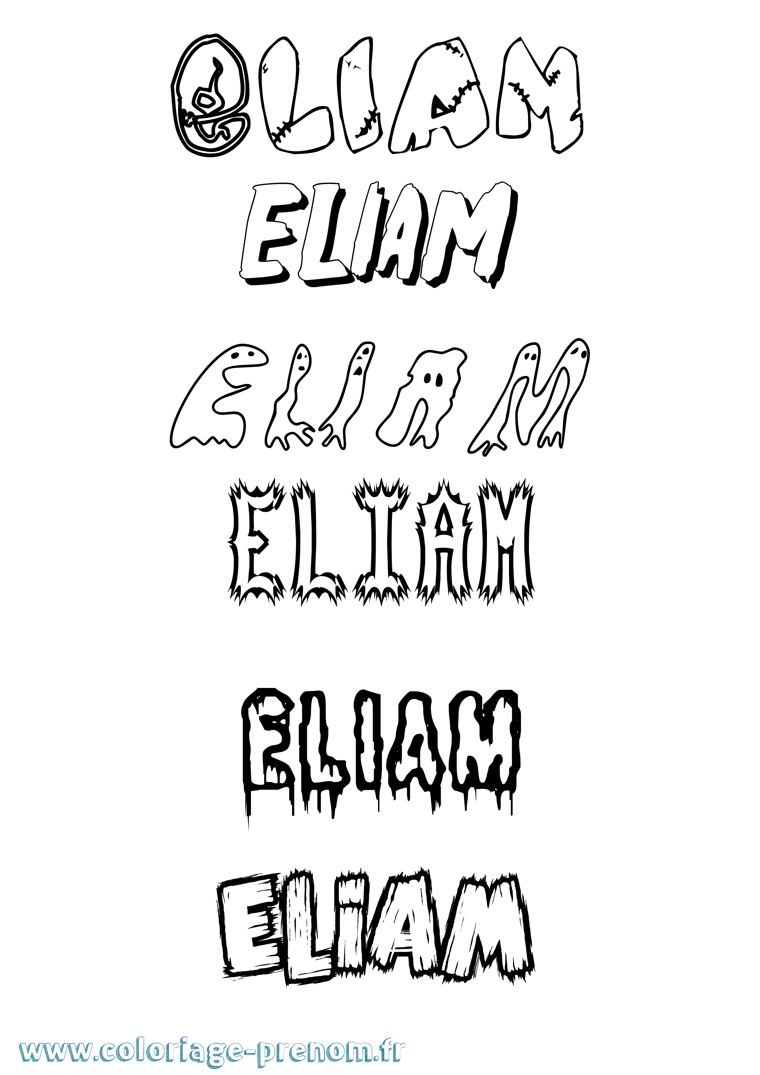 Coloriage Eliam Frisson Coloriage prénom Eliam Frisson